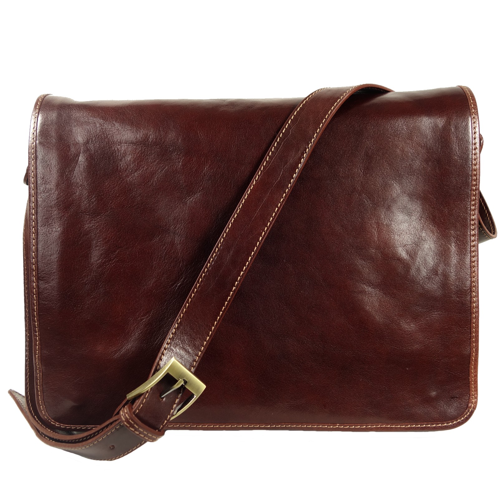 Collection Esprit Cuir FIRENZE sac bandoulière cuir marron A4
