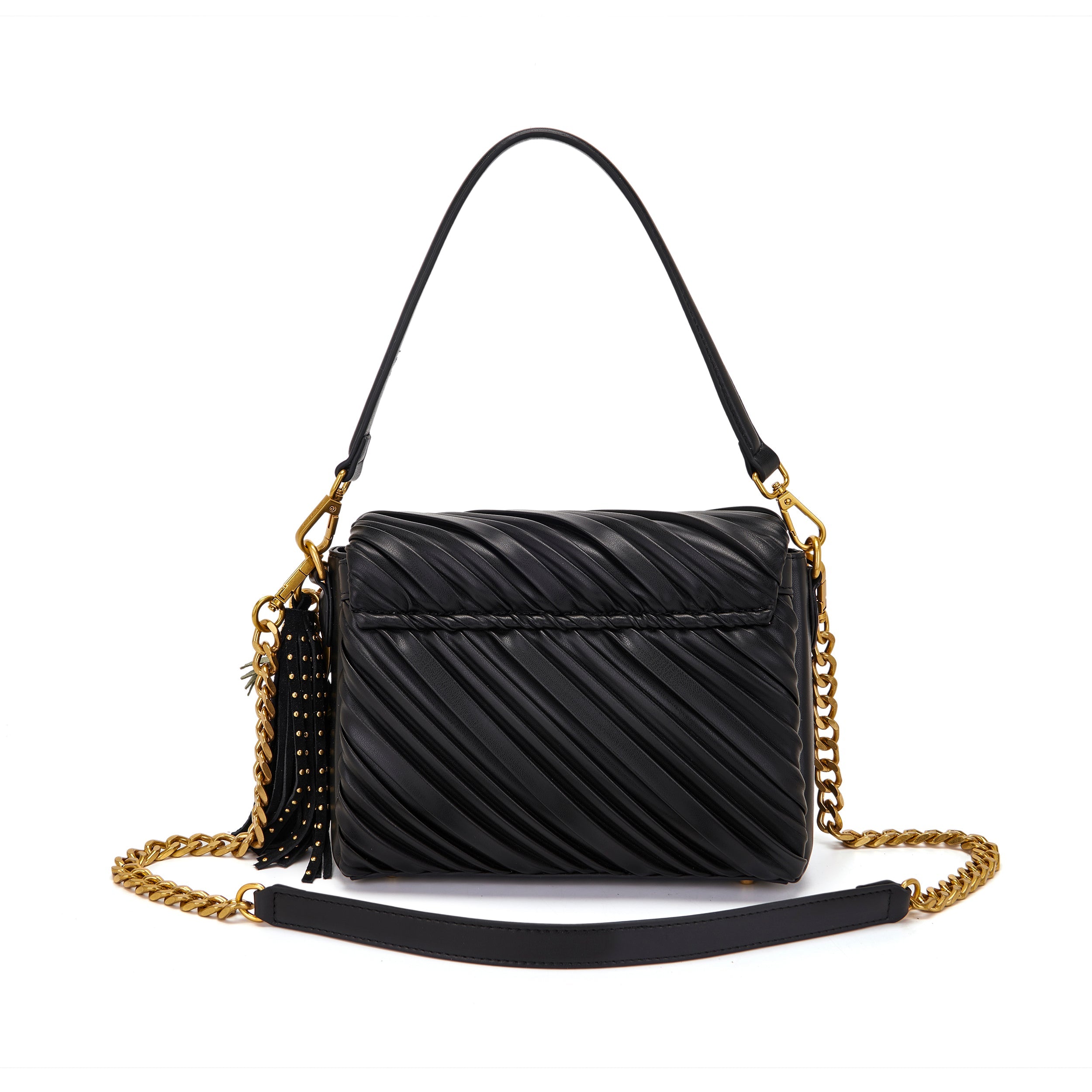 La Carrie Plissè sac bandoulière noir synthétique