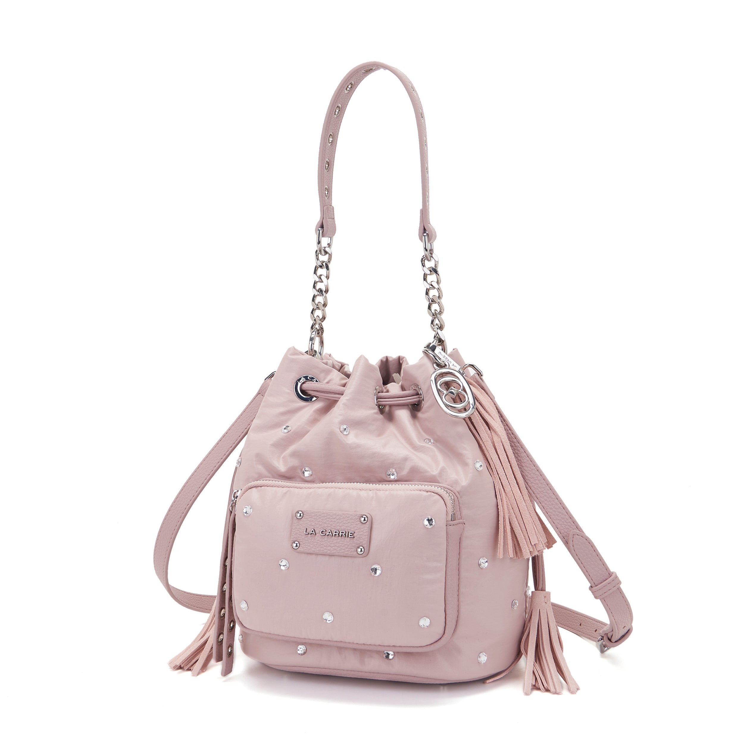 La Carrie Bag Wrinkled sac seau rose 24x26cm nylon