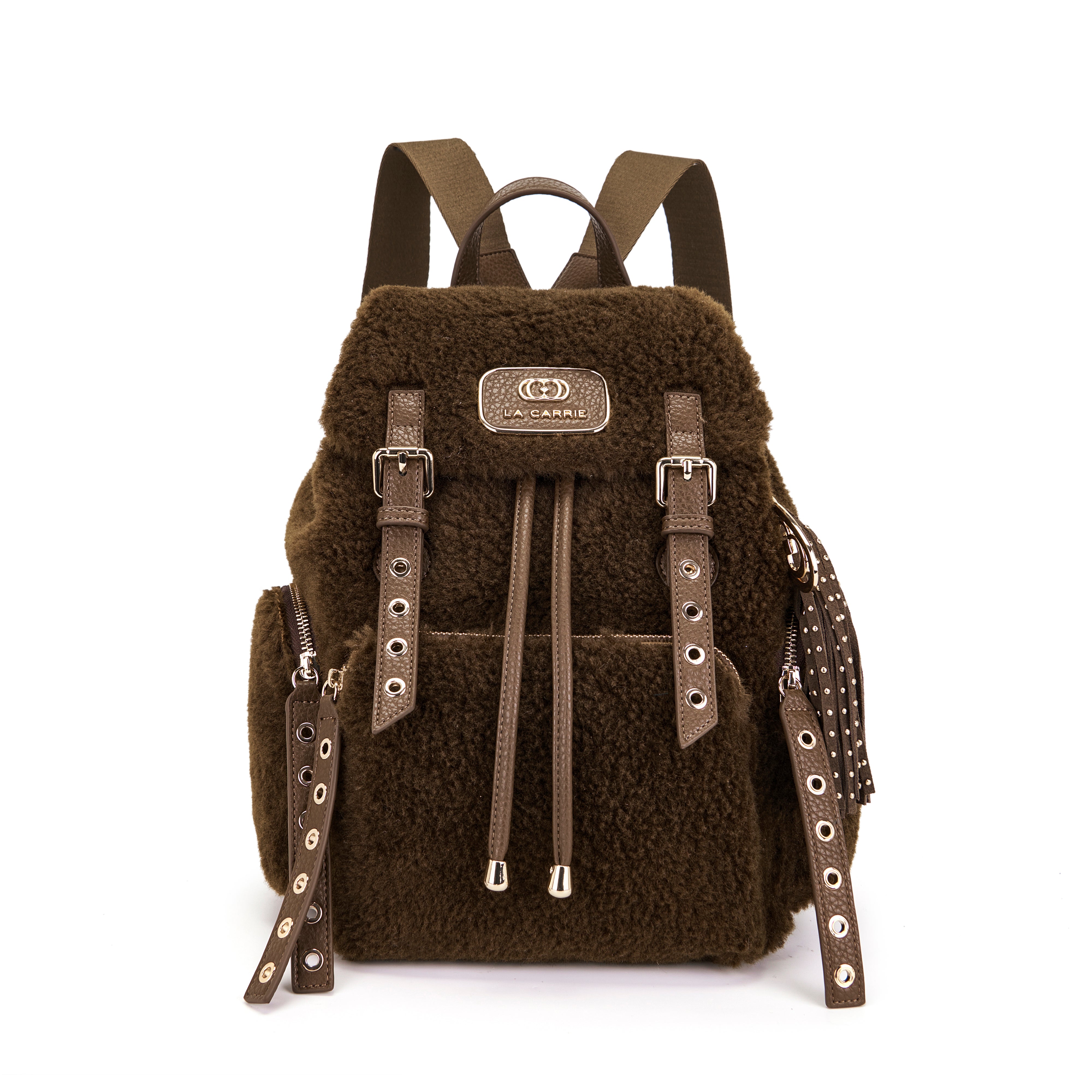 La Carrie Teddy sac à dos marron fourrure 27x31 cm