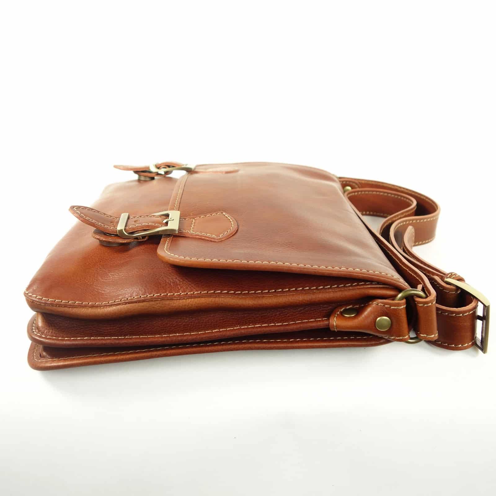 Collection Esprit Cuir Messenger sac bandoulière cuir cognac