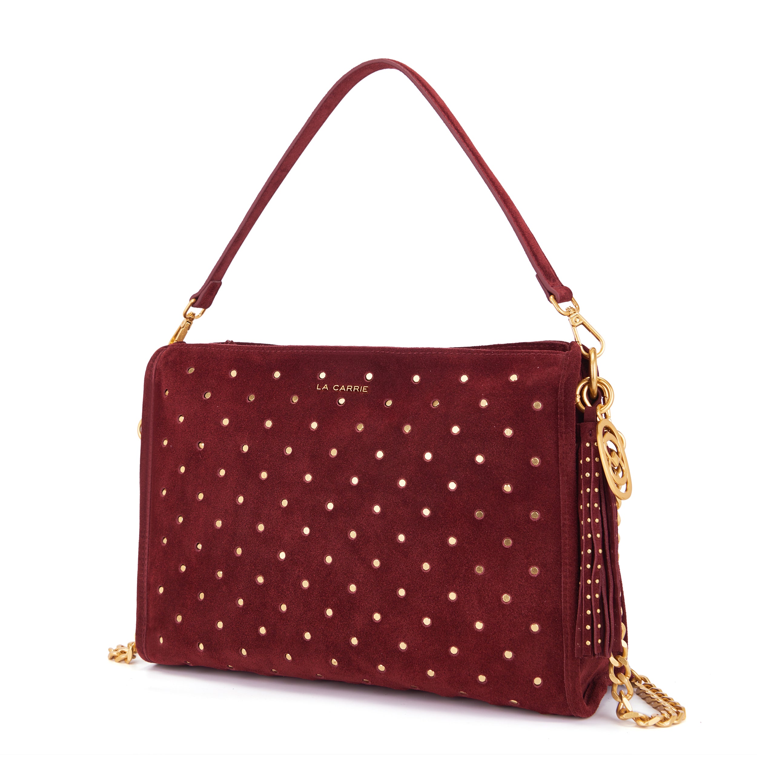 La Carrie Downtown sac épaule bordeaux 34x23 cm suède