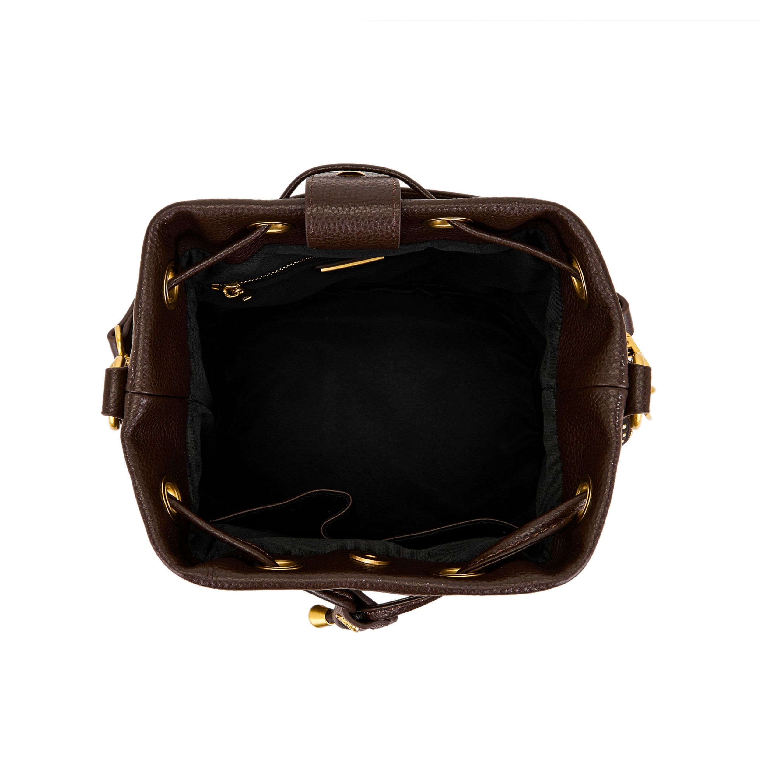 La Carrie Bag Eclipse sac seau marron 26x28cm cuir