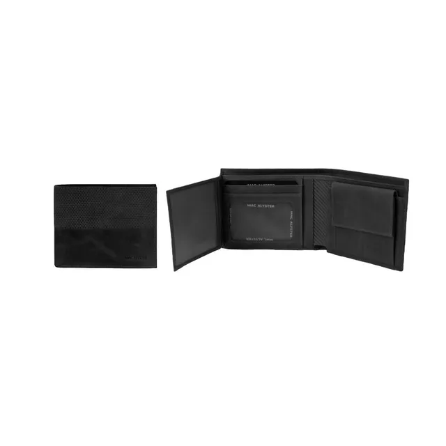 MAC ALYSTER Authentique portefeuille italien noir 2 volets