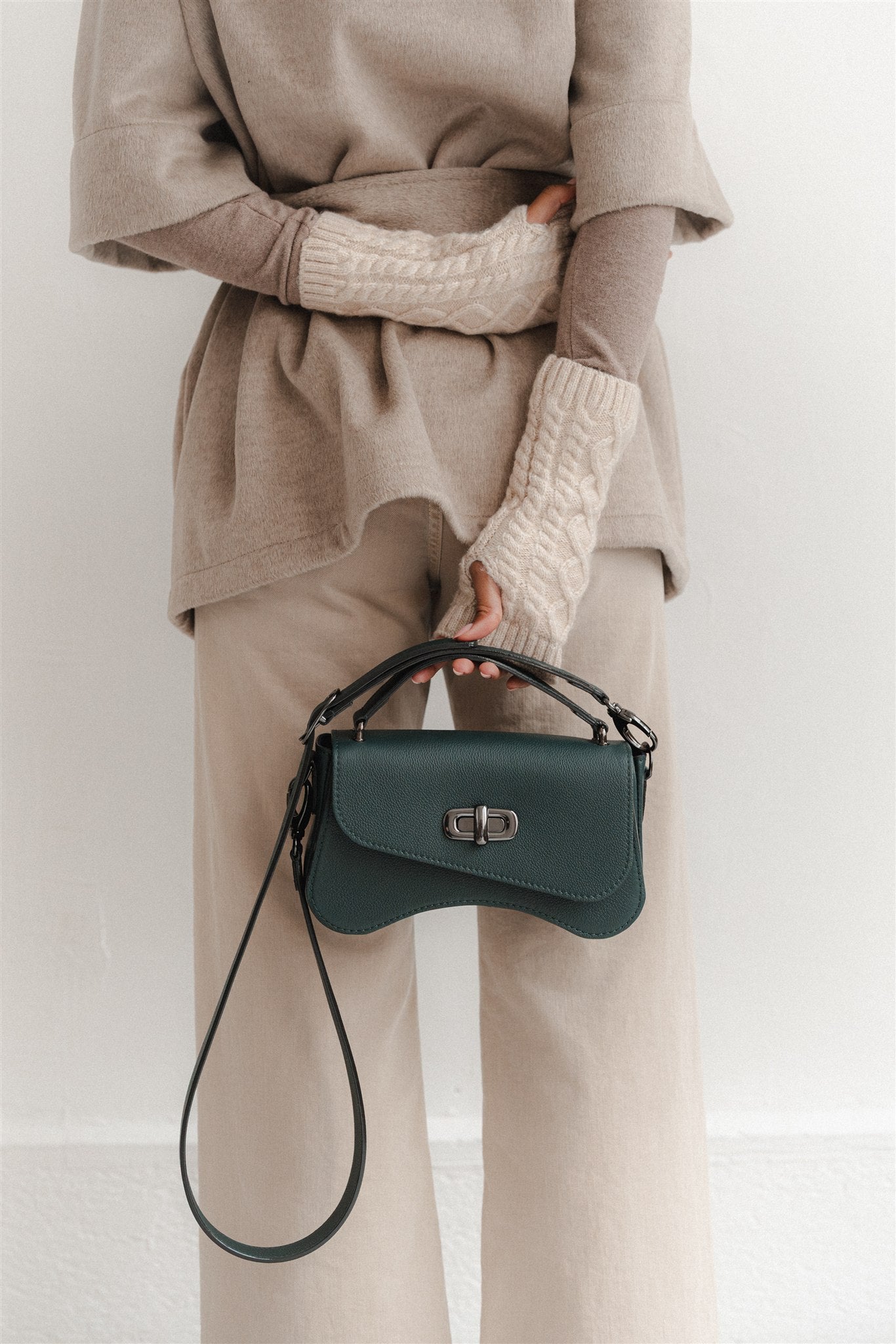 Nodie's Sacs forme baguette L'iconique sac baguette vert sapin cuir