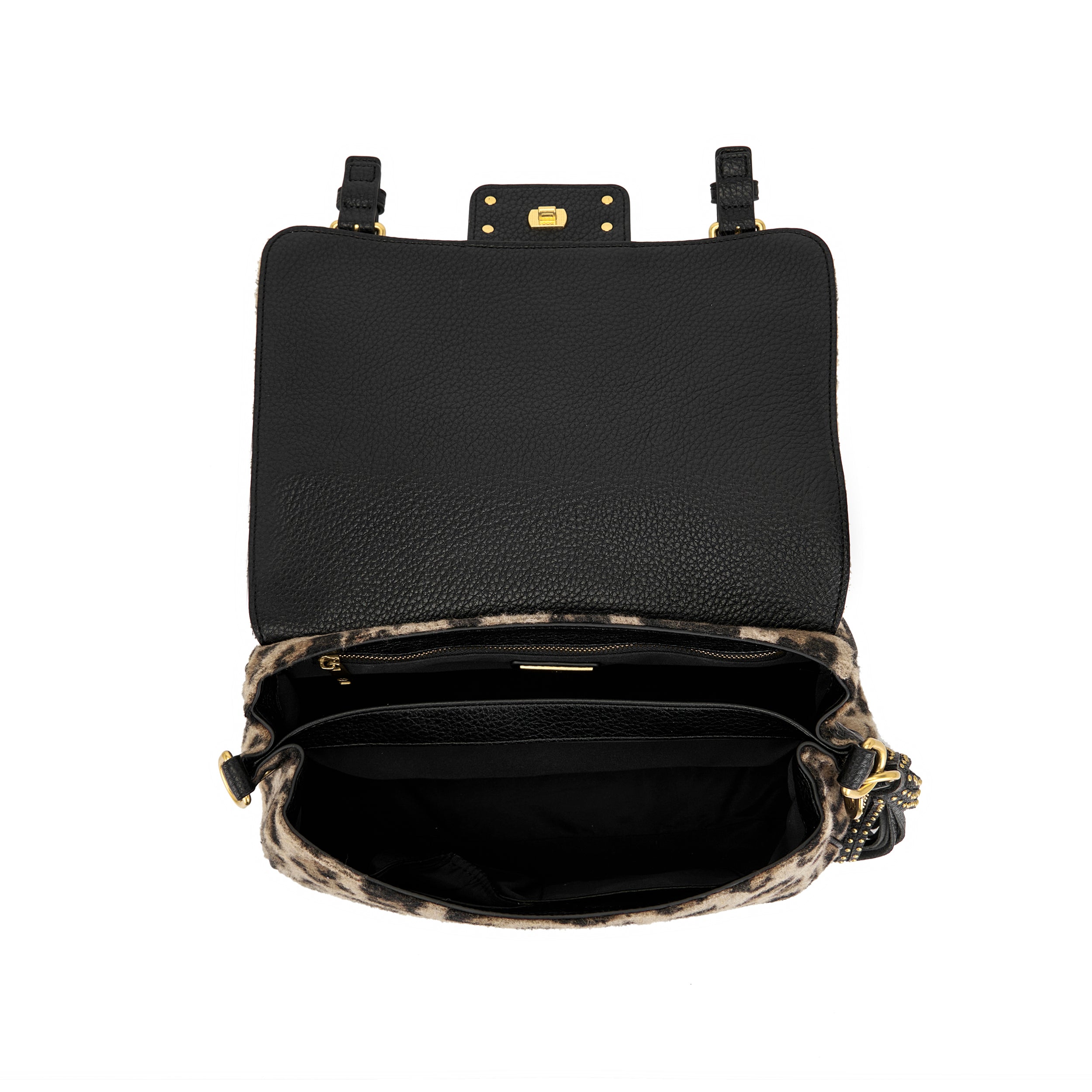 La Carrie Bag Atena sac shopping animalier noir 30x16x18
