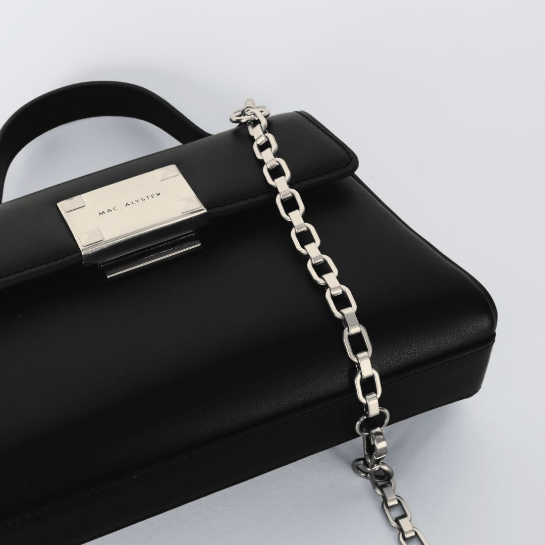 Mac Alyster Mélyssa mini sac cuir noir silver soirée