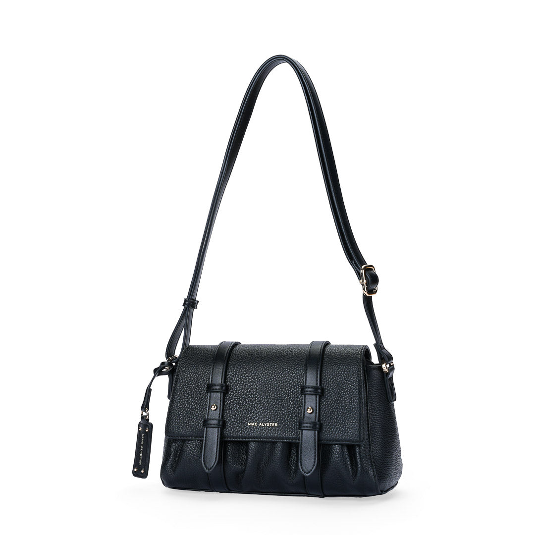 Mac Alyster Cold sac à rabat noir grainé 26 cm