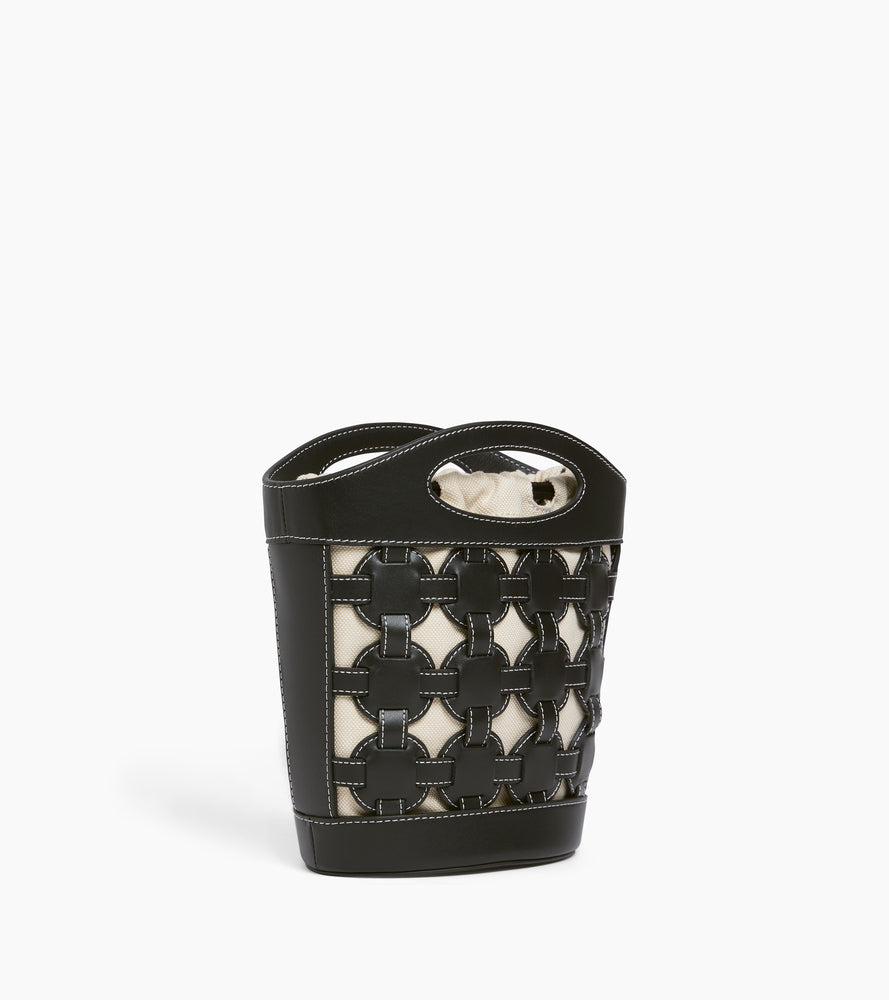 Le Tanneur Le Potier petit sac seau toile coton cuir noir