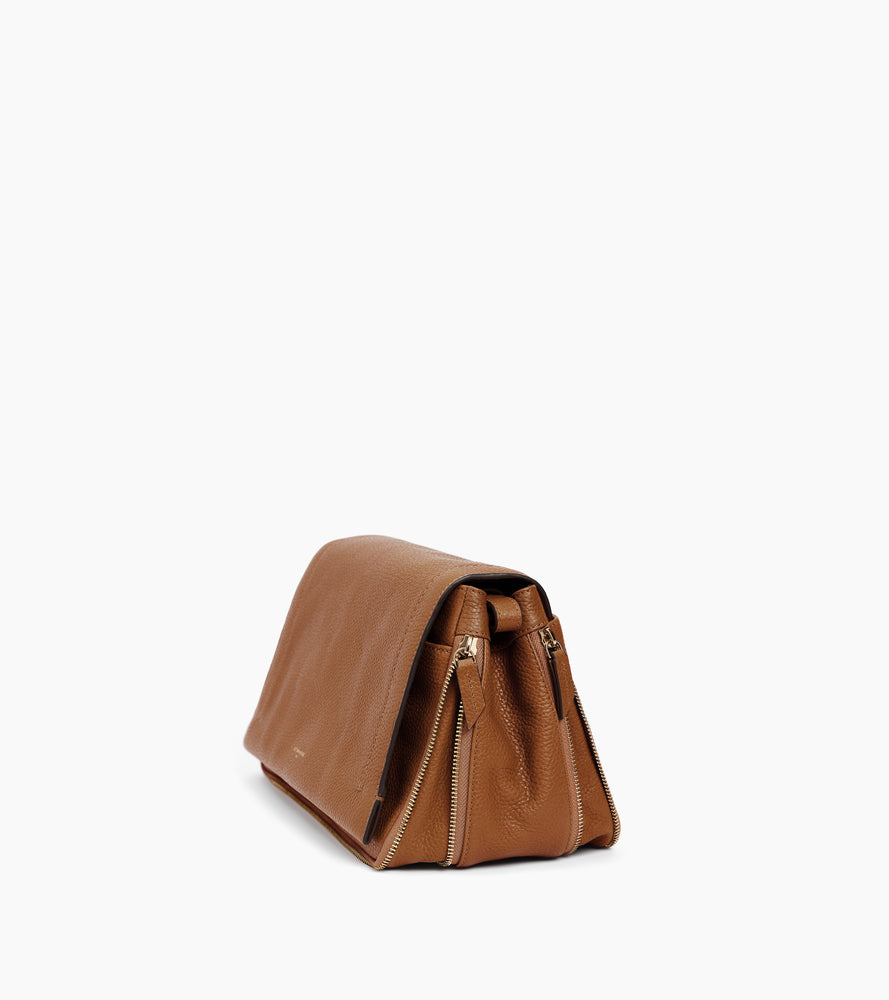 Le Tanneur Aurore sac bandoulière moyen marron cuir grainé