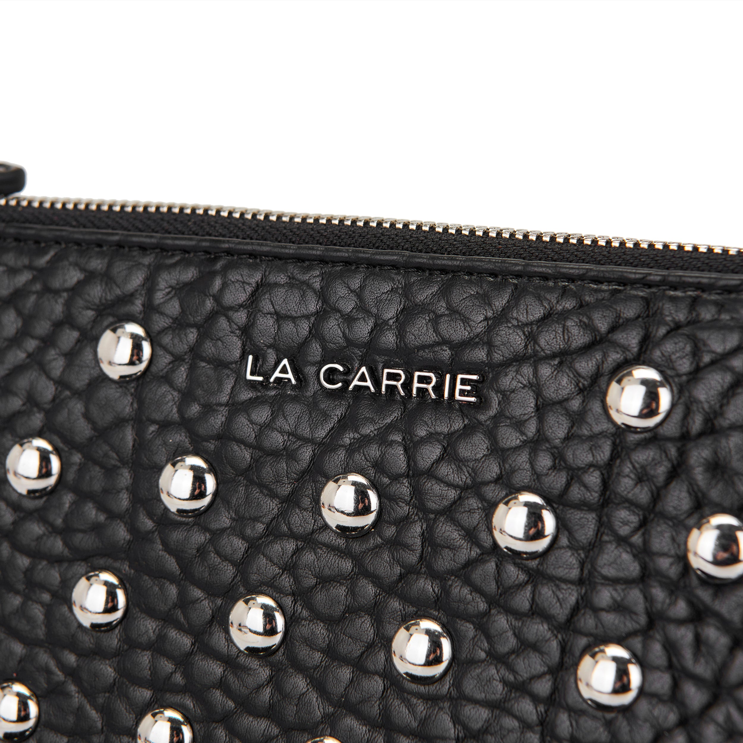 La Carrie Capsule sac bandoulière noir 25x3x22 clouté franges