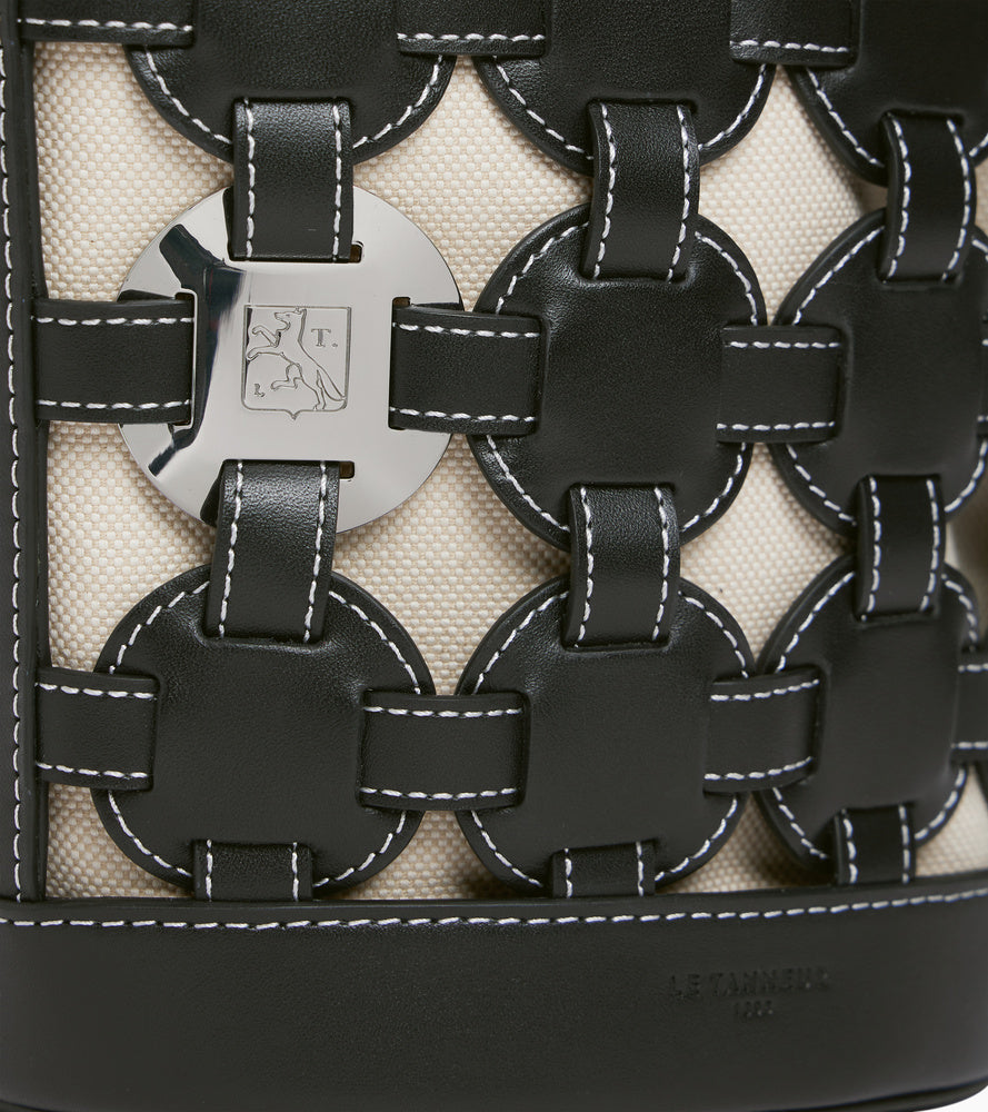 Le Tanneur Le Potier petit sac seau toile coton cuir noir