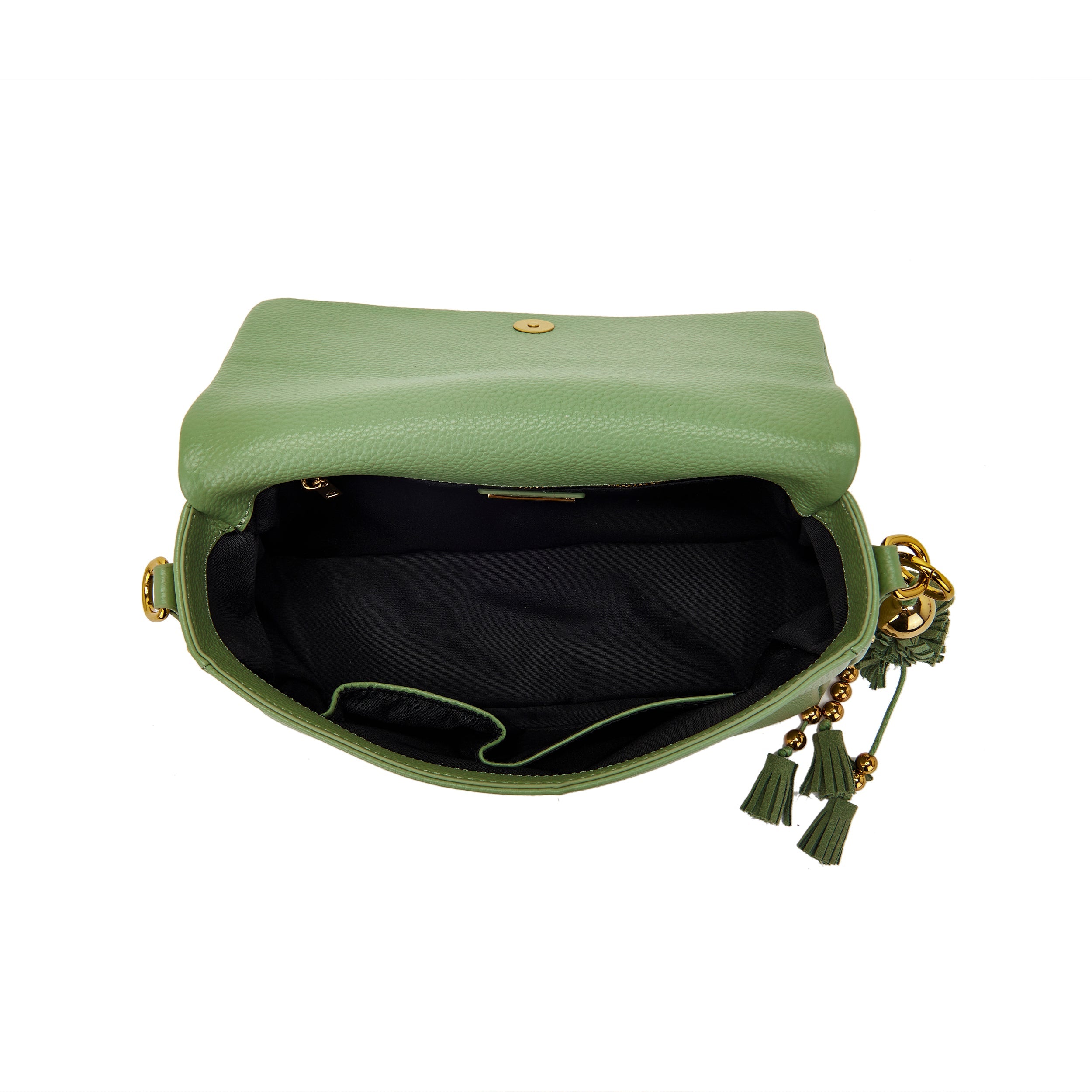 La Carrie Basic sac bandoulière sauge 29,5x12x16 cuir martelé