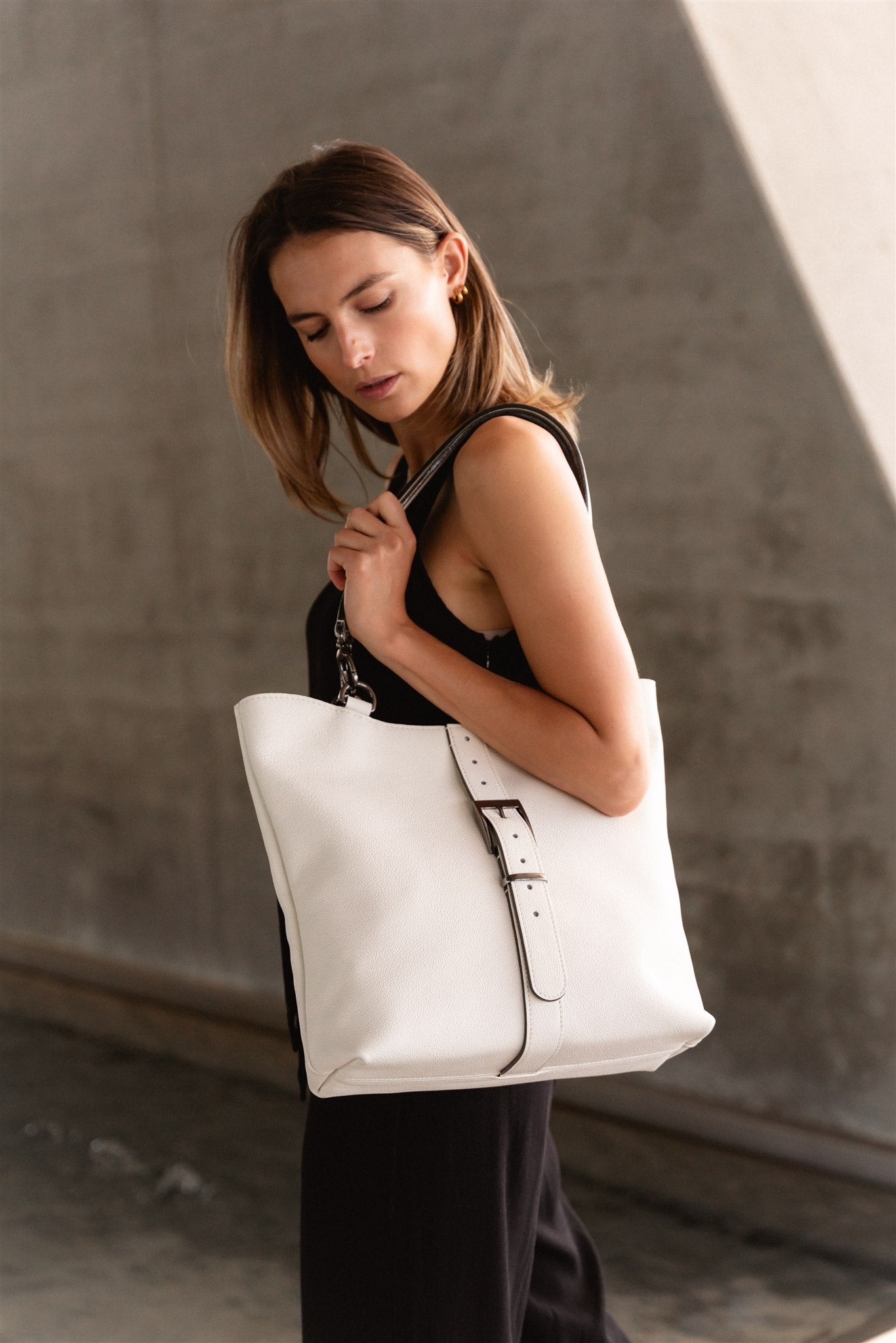 Nodie's Billy blanc grainé sac cabas cuir femme
