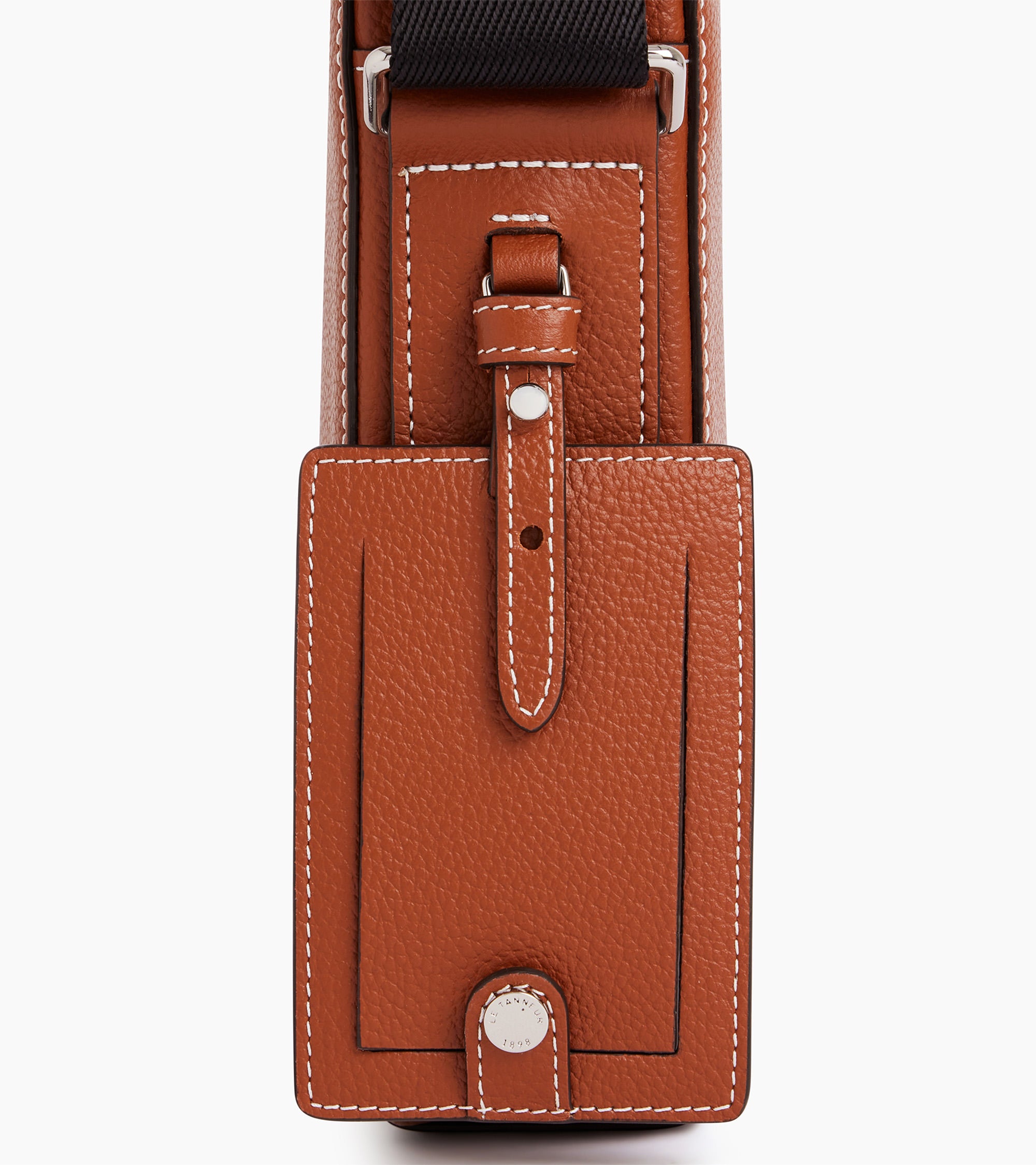 Le Tanneur Emile petite sacoche zippée cuir marron Mahogany Brown
