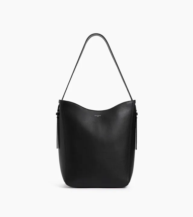Le Tanneur Céleste sac hobo moyen cuir lisse noir