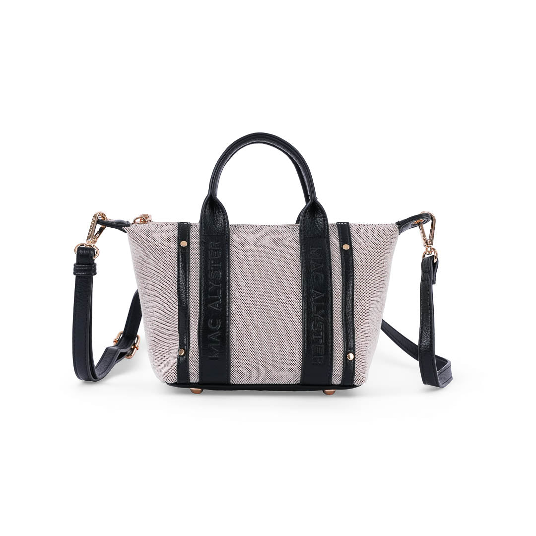 MAC ALYSTER Abrielle Lin petit sac main noir anses rondes
