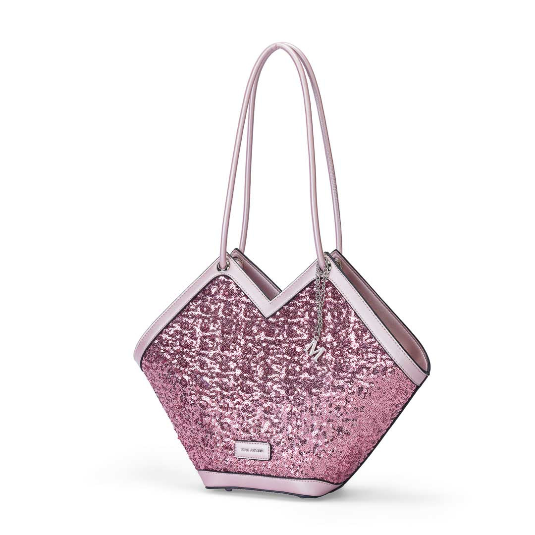 Mac Alyster Saint-Raphael Sequin petit sac cabas Rose raphia