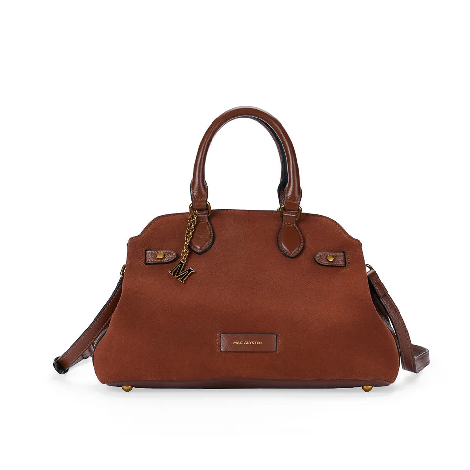 MAC ALYSTER VALERIA Sac à main Daim Cognac cuir 32,5 cm