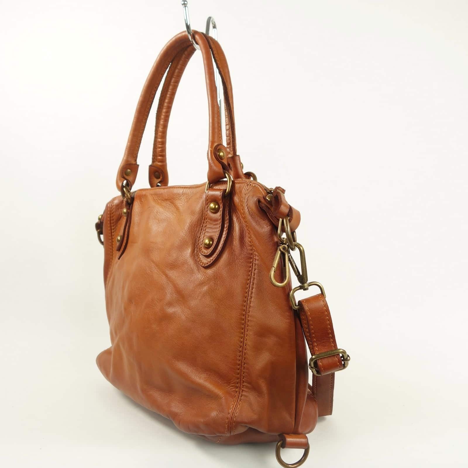 Collection Esprit Cuir ANGELA sac épaule cuir naturel A4
