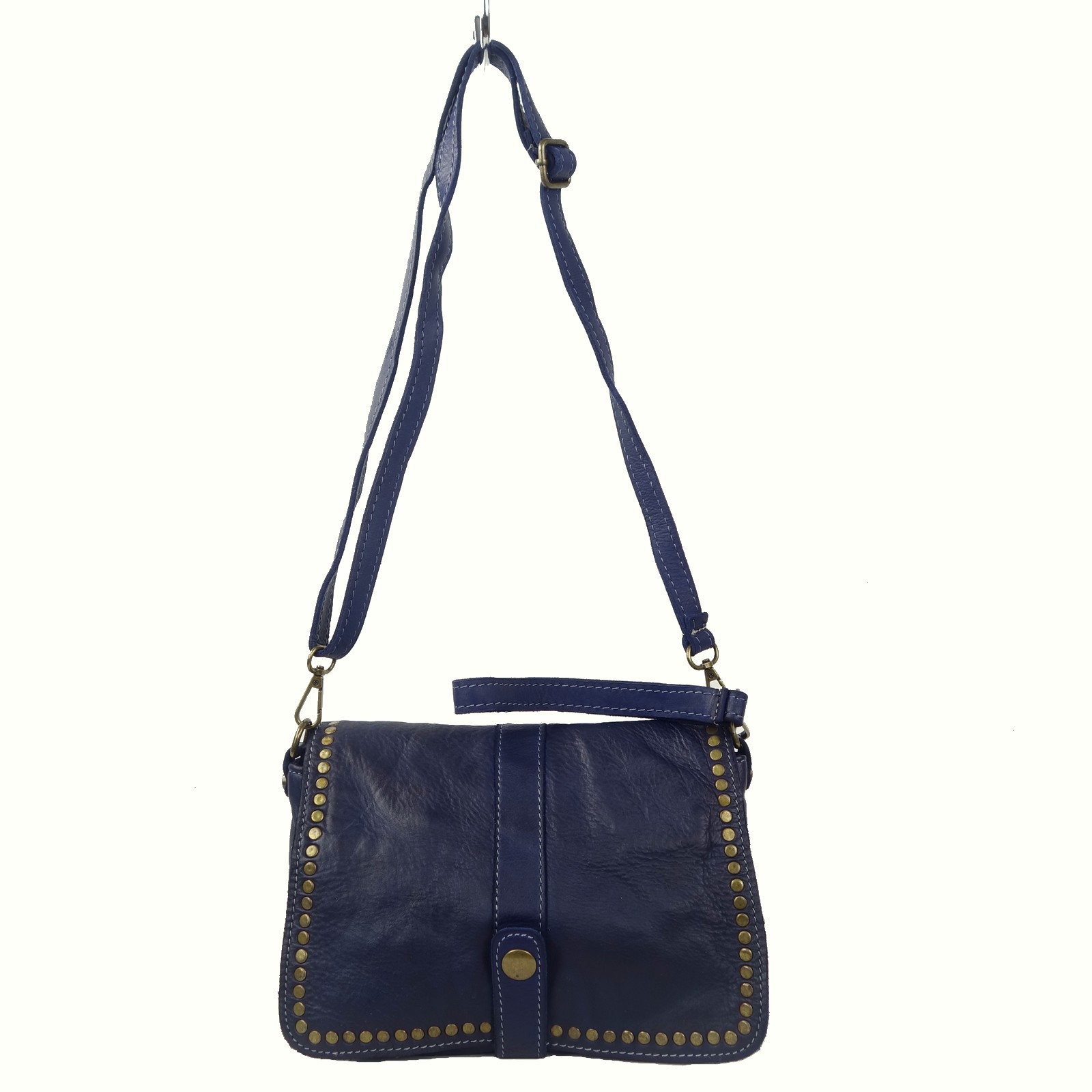 Collection Esprit Cuir GENA mini sac pochette cuir bleu jean clouté