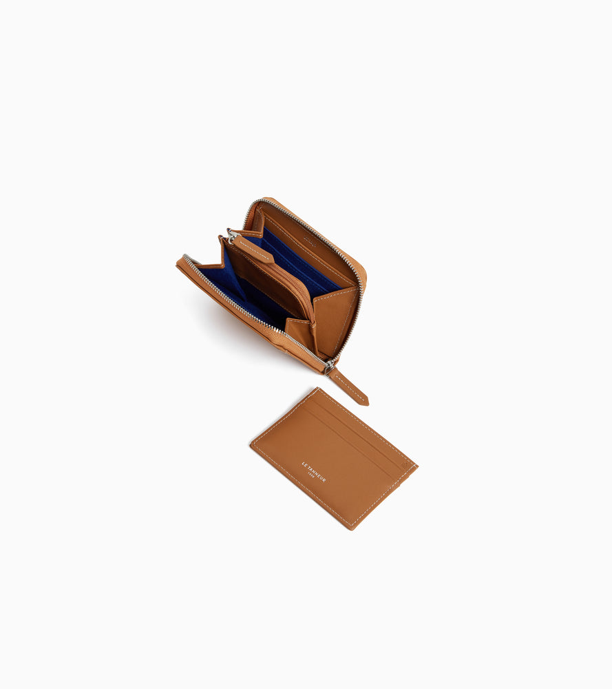 Le Tanneur Charlotte porte-monnaie zippé marron cuir lisse
