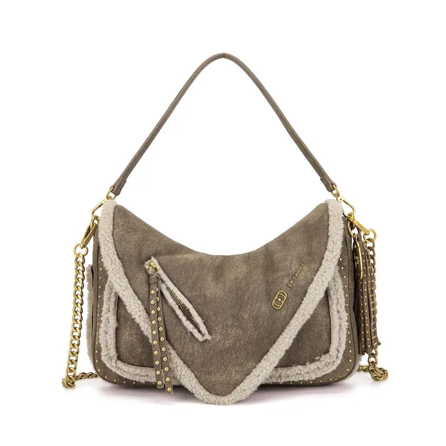La Carrie Warmtouch sac à main taupe franges