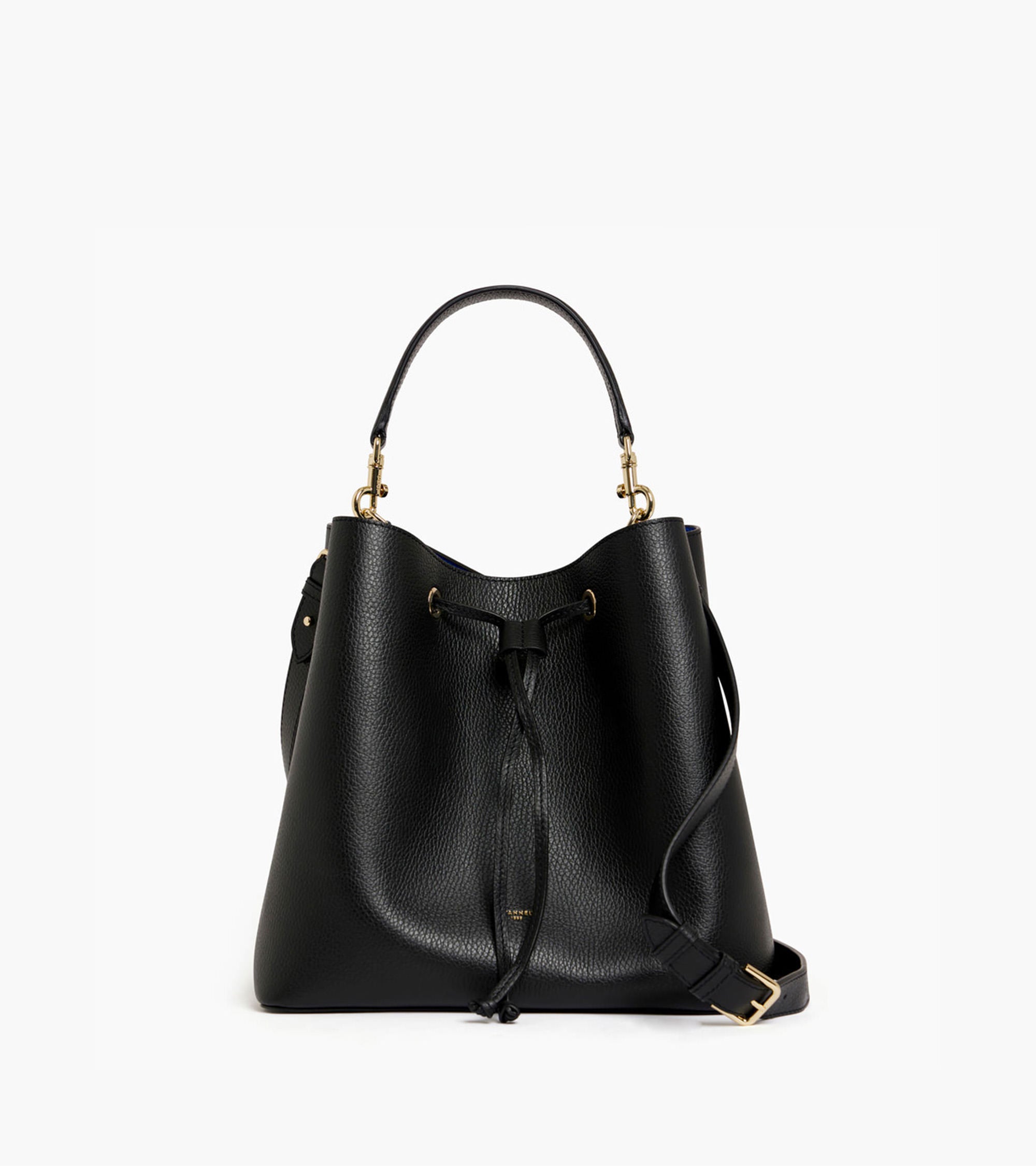 Le Tanneur Louise Grand Sac Seau Cuir Grainé Noir