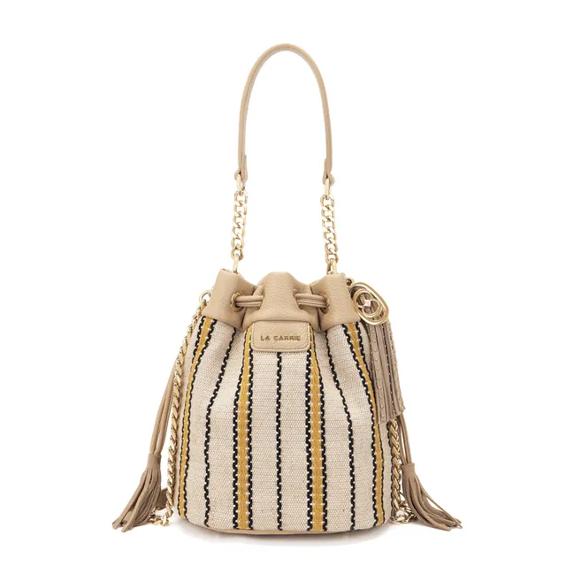 La Carrie Bag Bicolor sac seau jaune 24x17x26cm