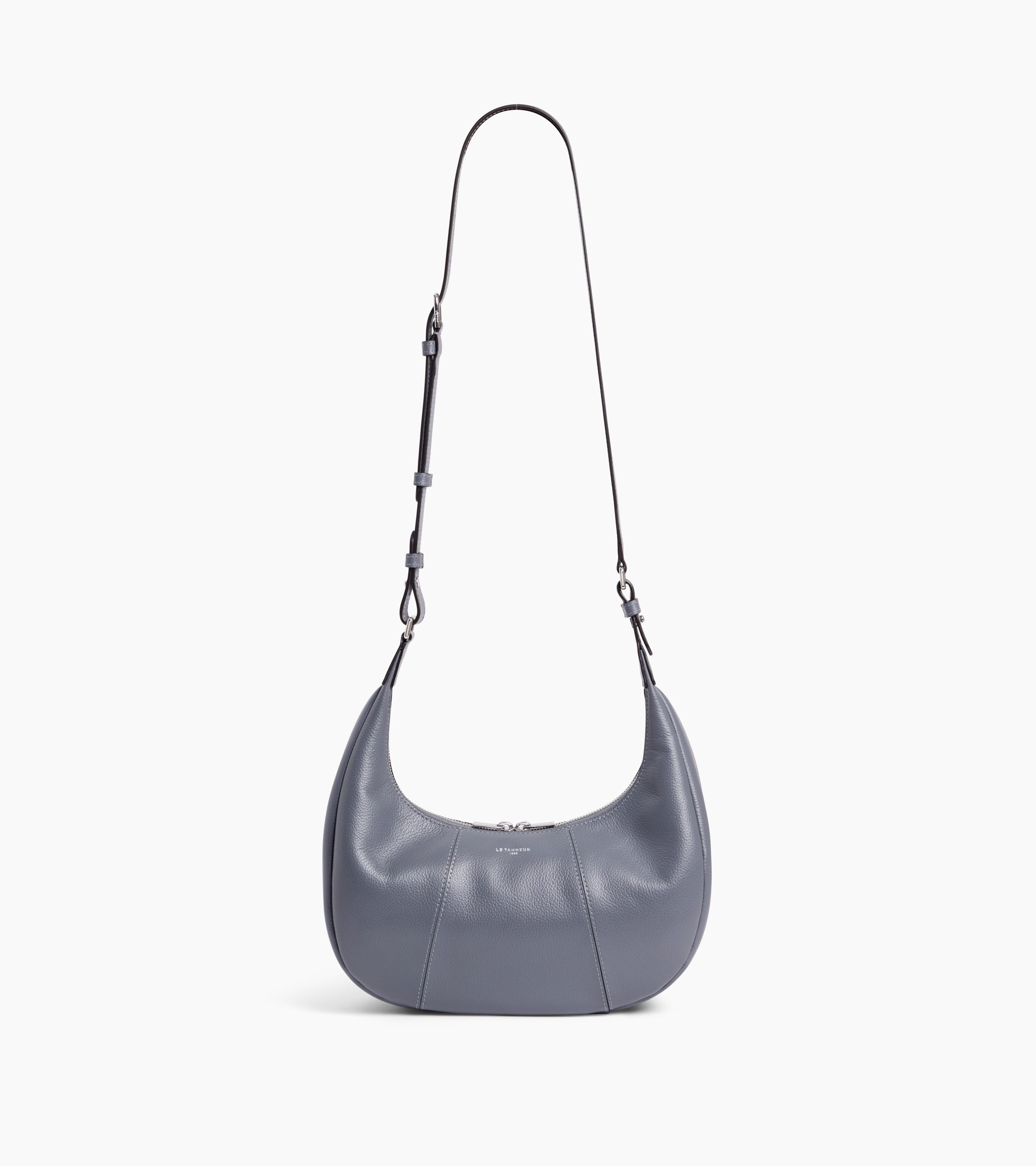 Le Tanneur Juliette sac hobo cuir grainé Steel Blue