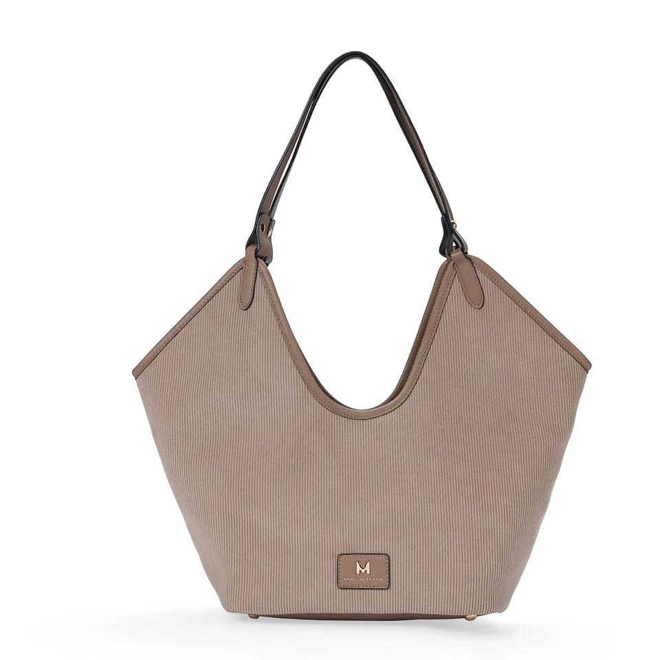 Mac Alyster Glysia sac cabas Taupe hobo strié 46 cm