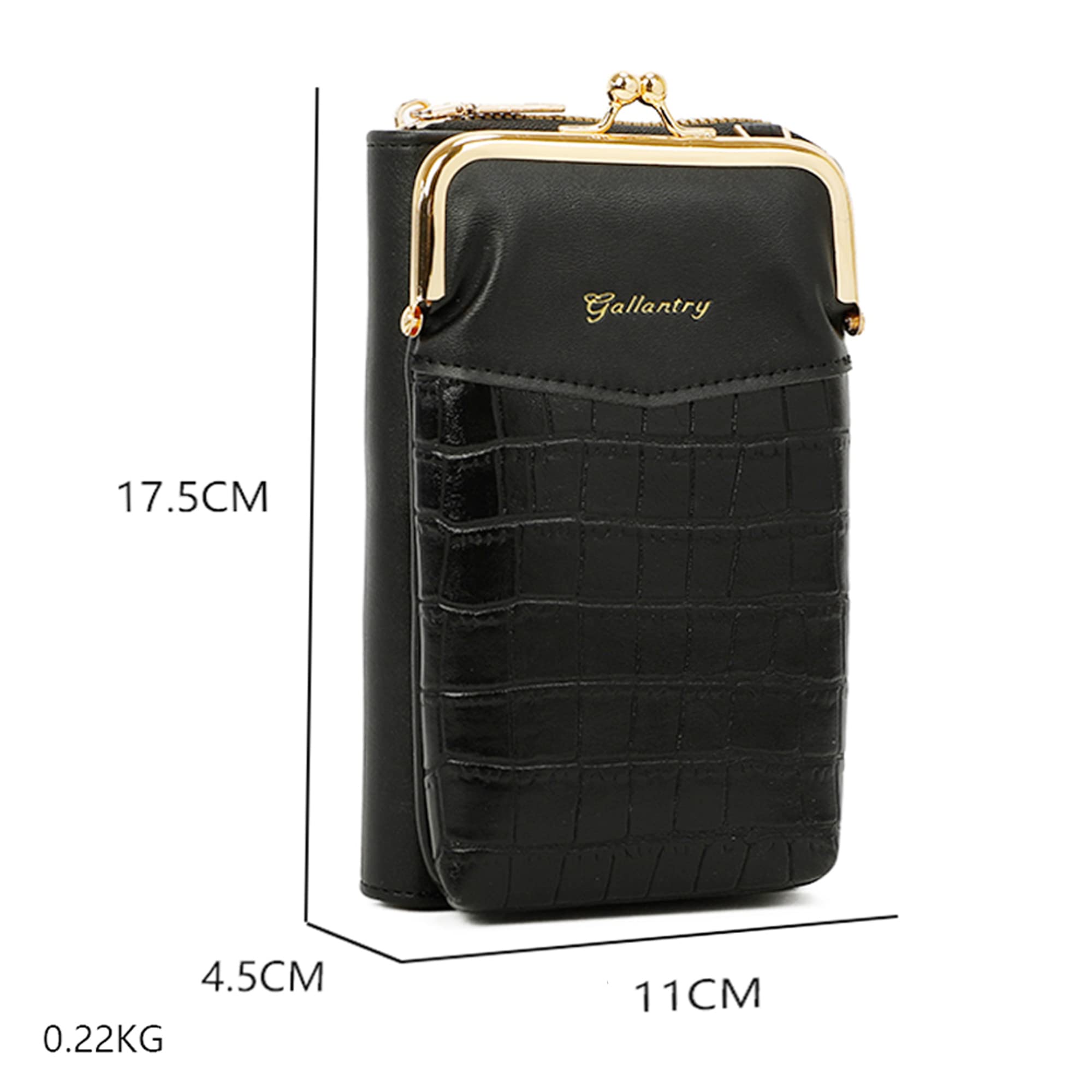 Gallantry Sacs Bandoulière Téléphone Portefeuille Sac Noir