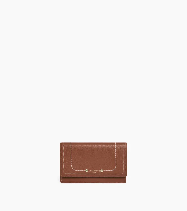 Le Tanneur Ella porte-cartes cuir grainé Mahogany Brown RFID