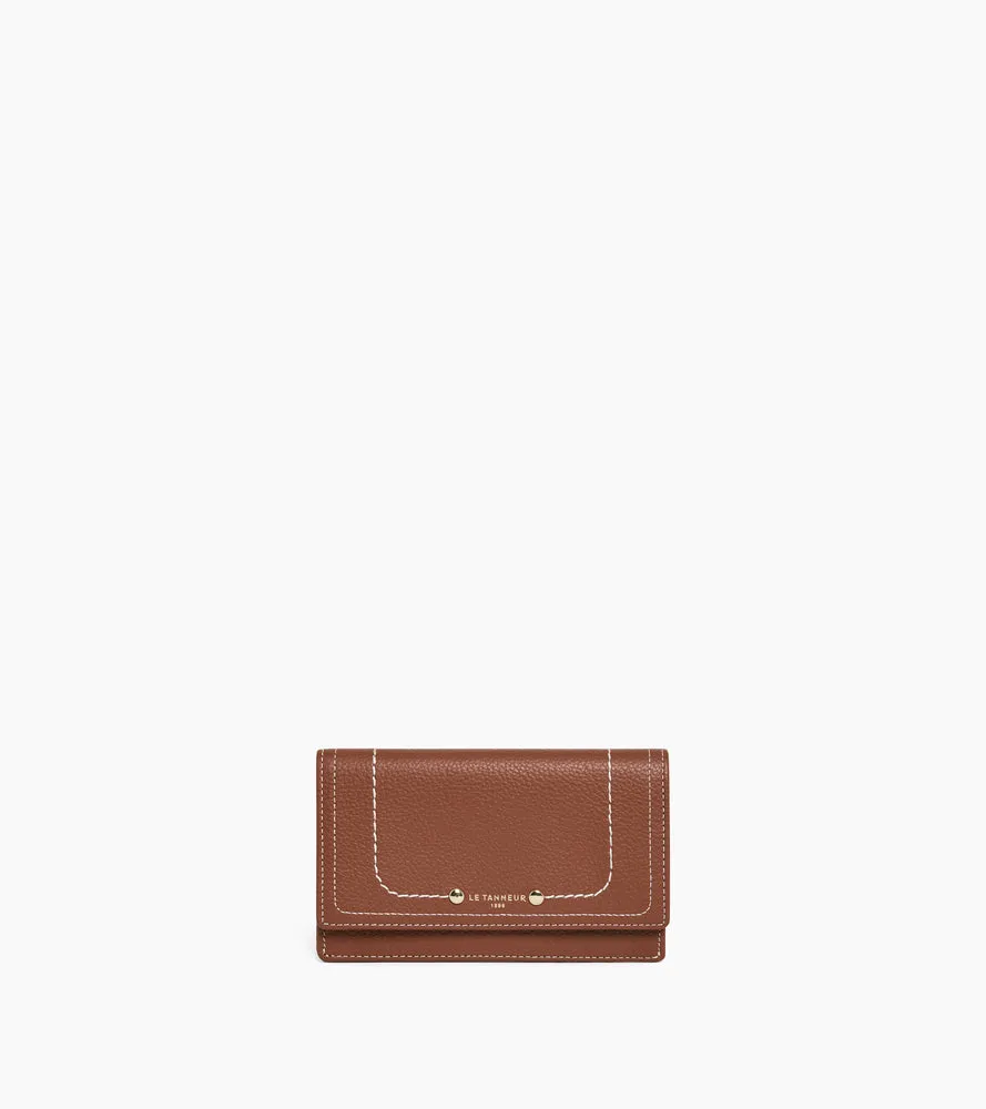 Le Tanneur Ella porte-cartes cuir grainé Mahogany Brown RFID