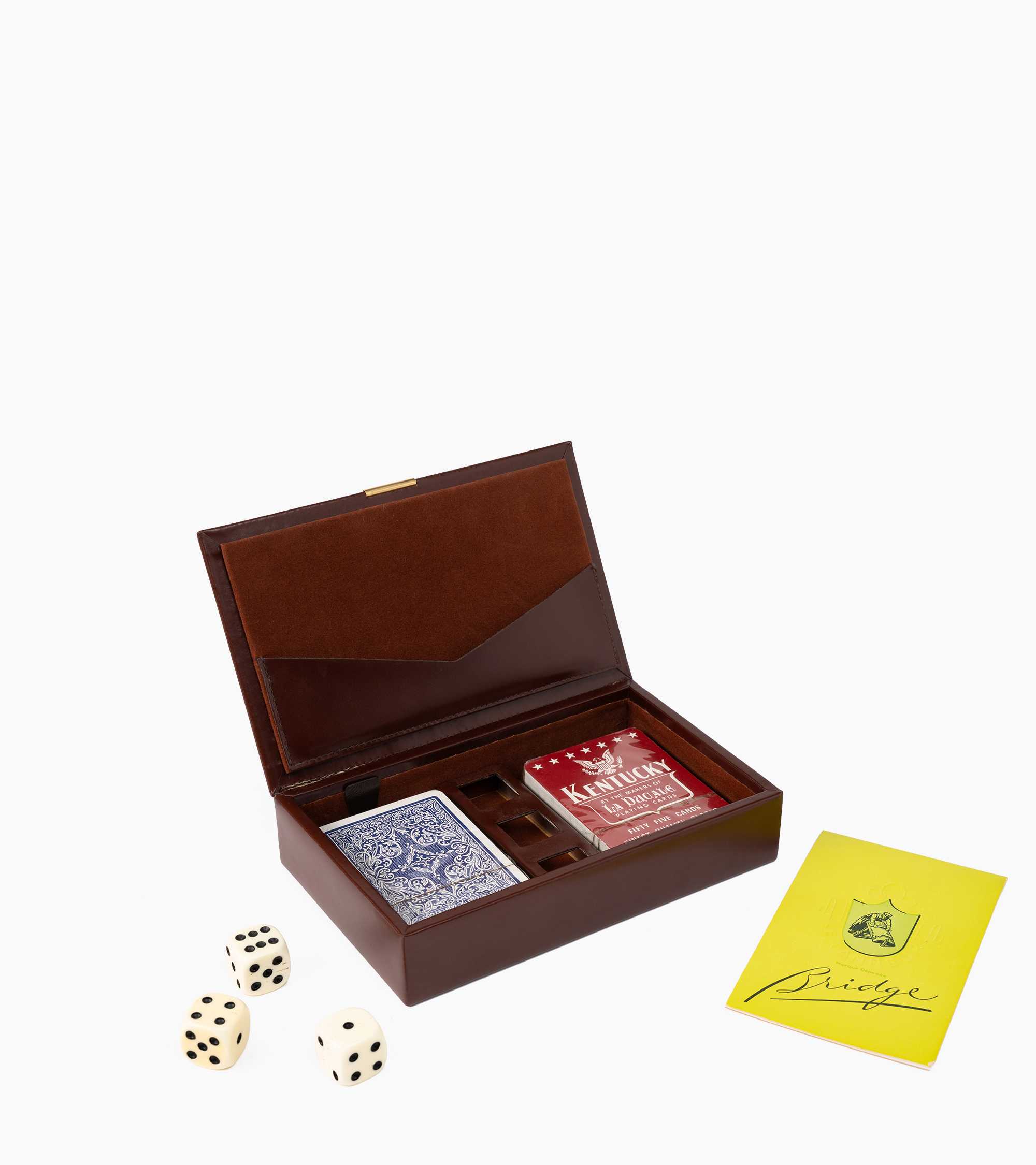 Le Tanneur coffret bridge cuir petit marron vintage