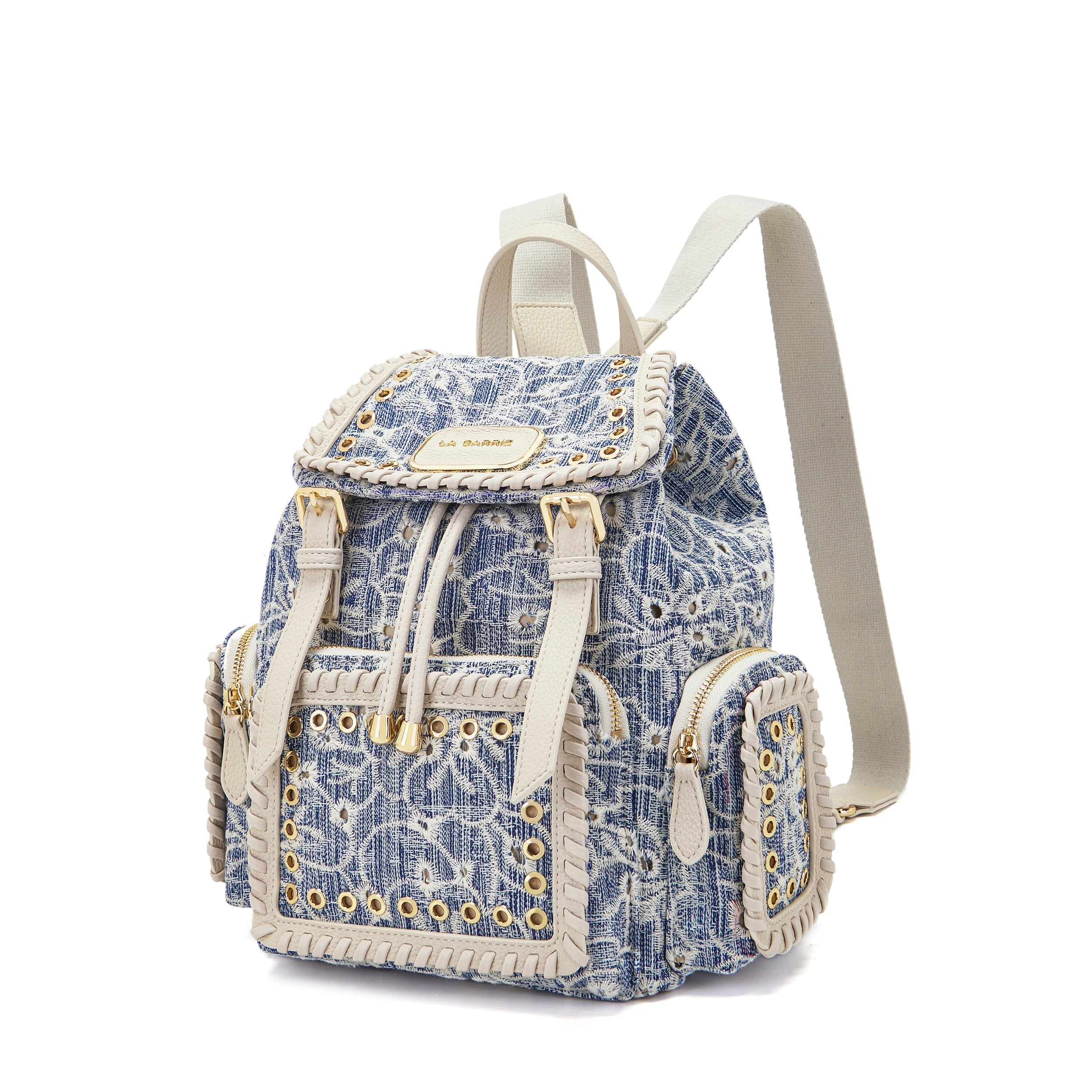 La Carrie Bag Romantic sac à dos jeans brodé 27 cm