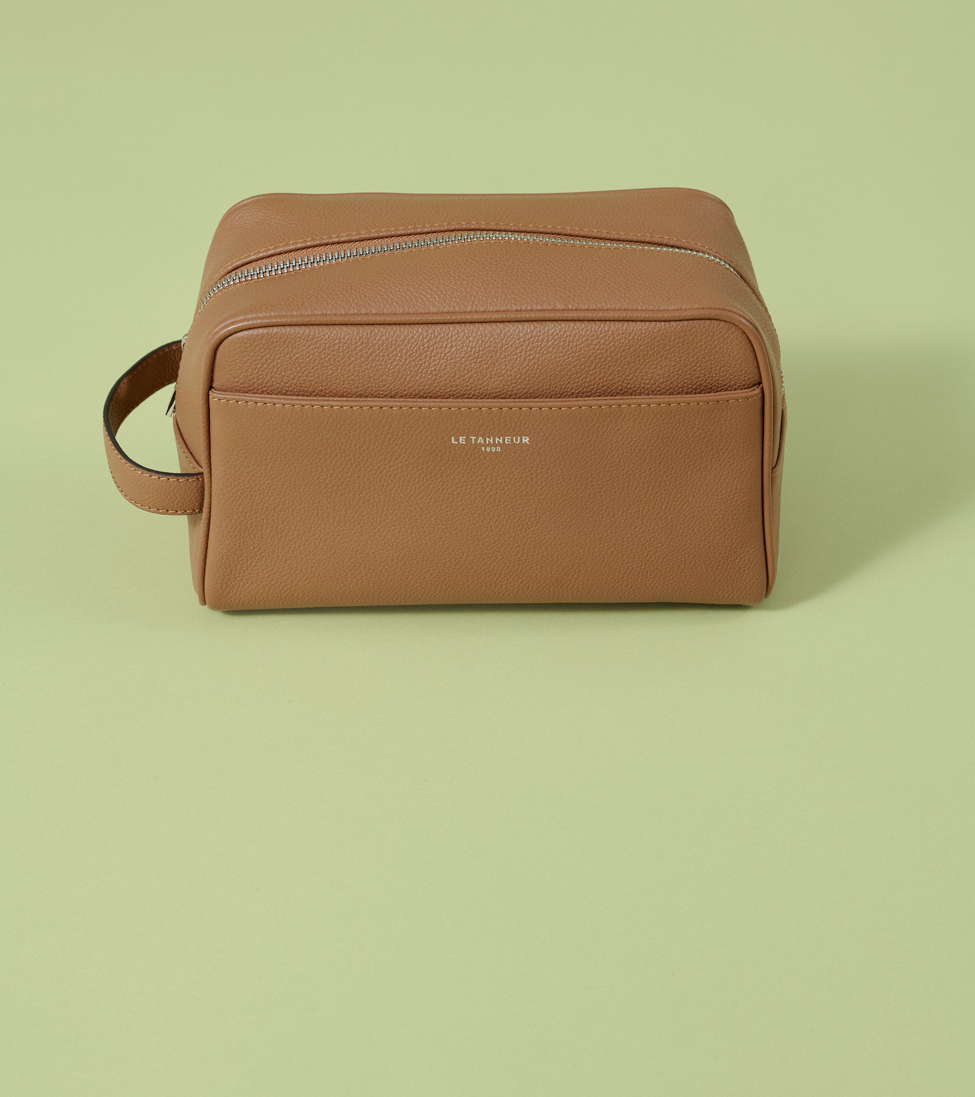 Le Tanneur trousse toilette cuir grainé marron zippée