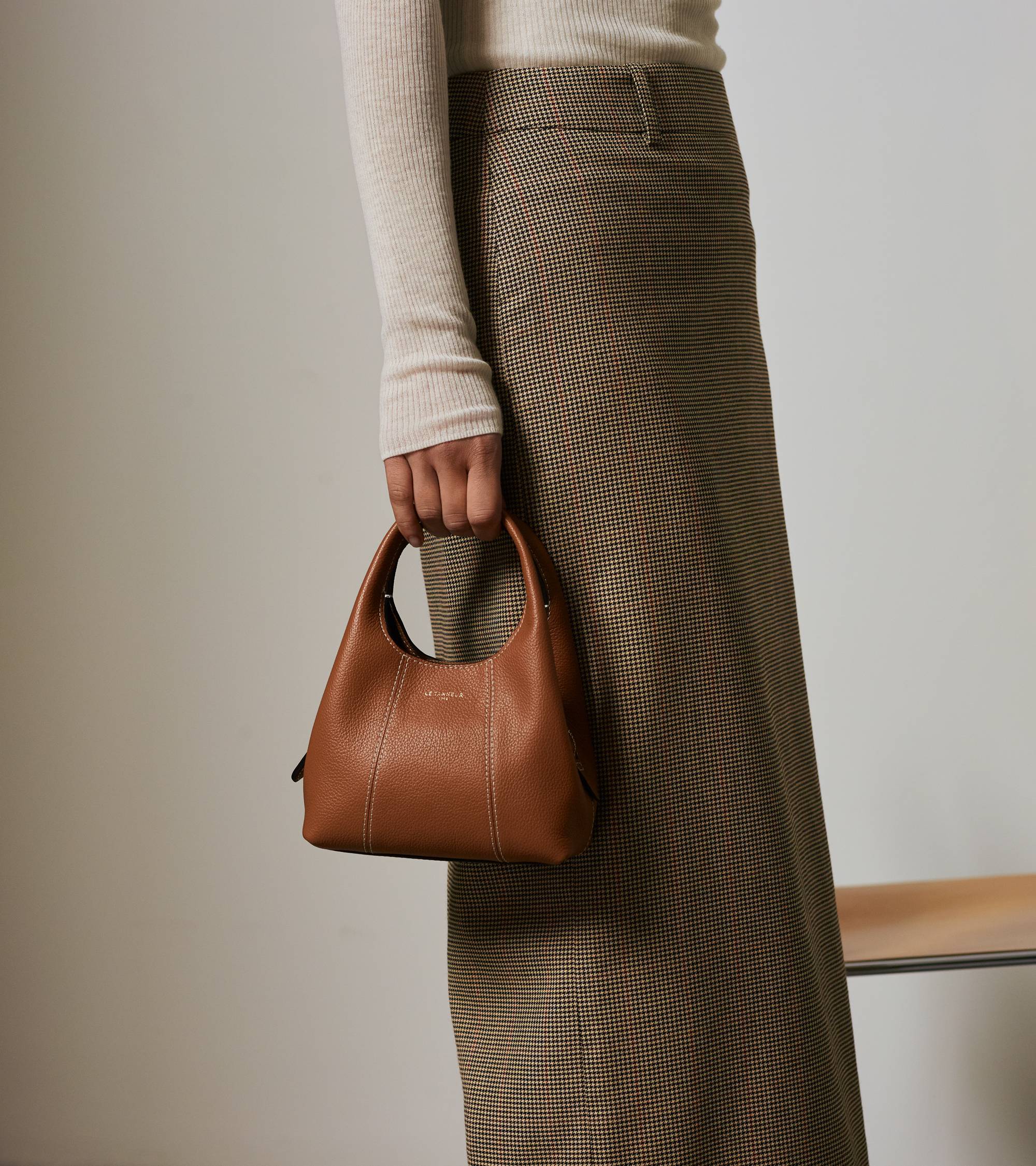 Le Tanneur Juliette mini sac cuir grainé Brown Tan