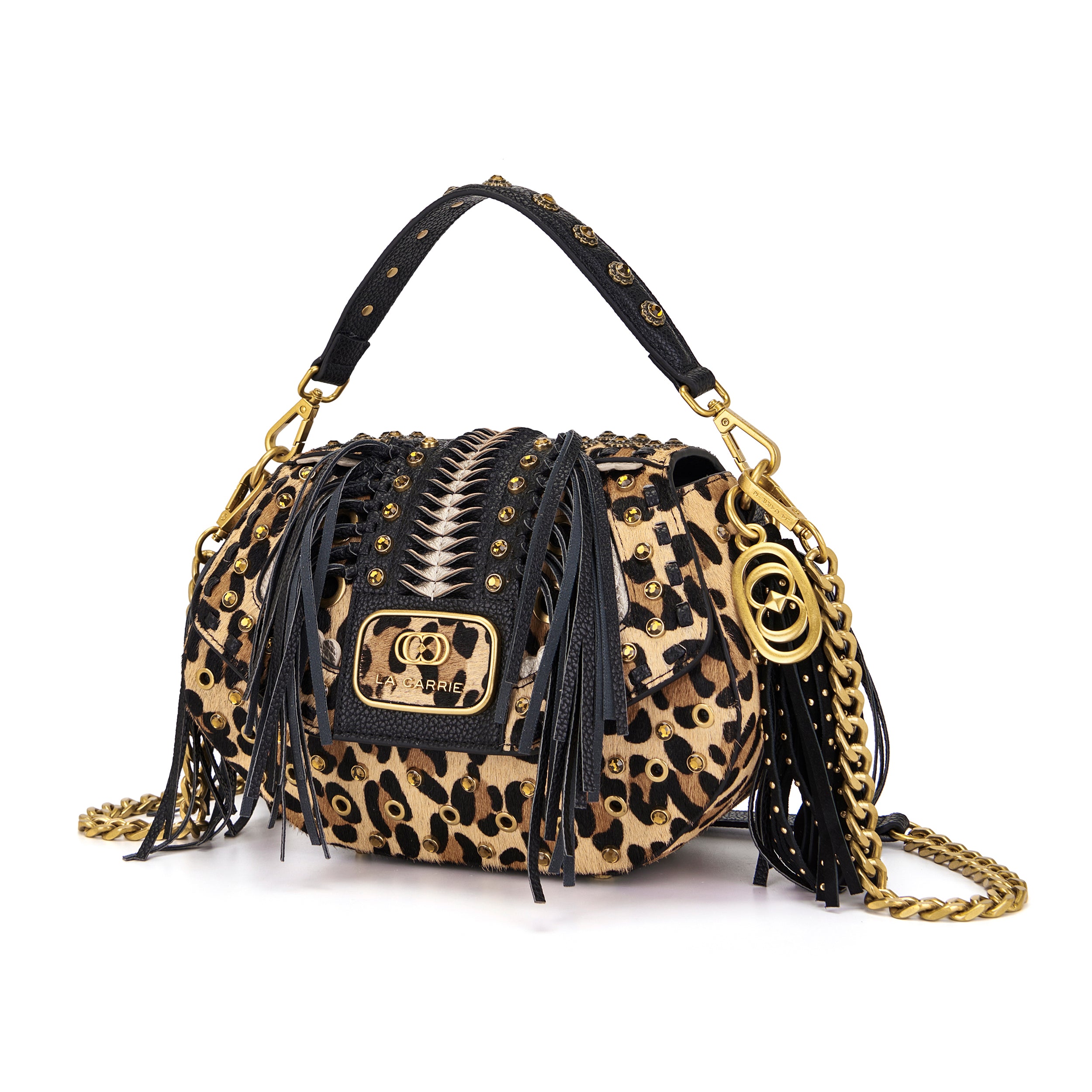 La Carrie Jungle sac à main léopard cuir 25x10x17cm