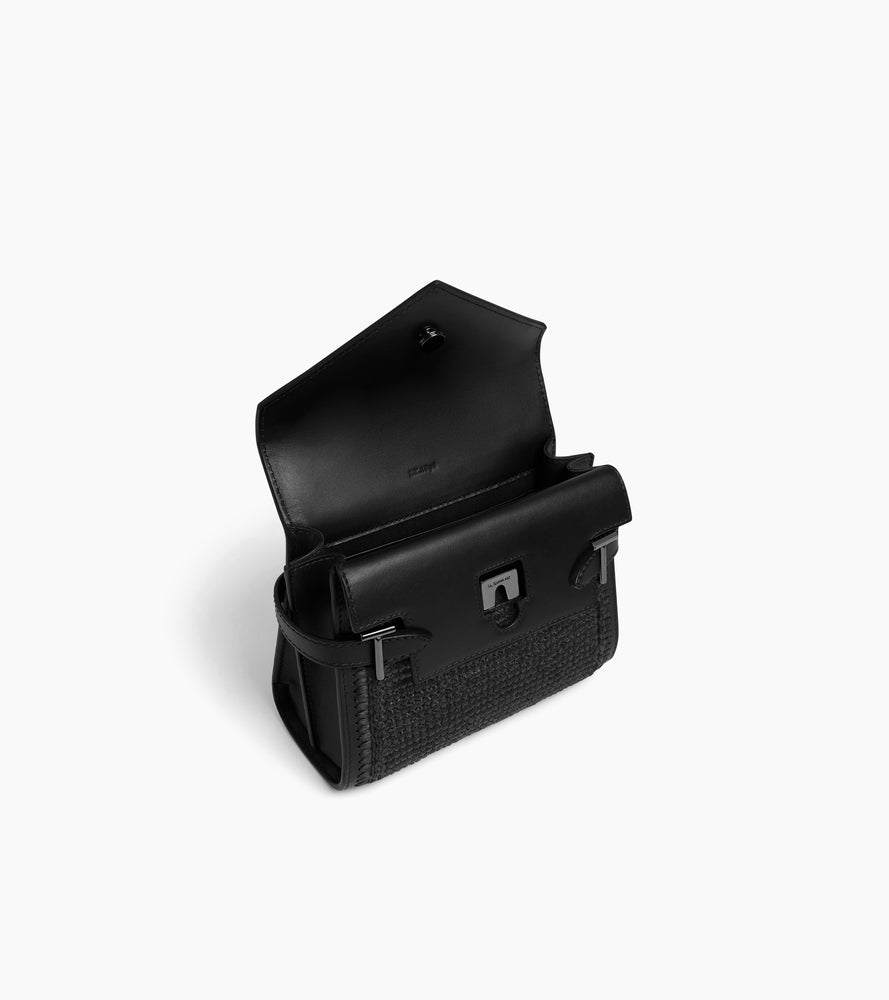 Le Tanneur Emilie petit sac à main raphia cuir noir