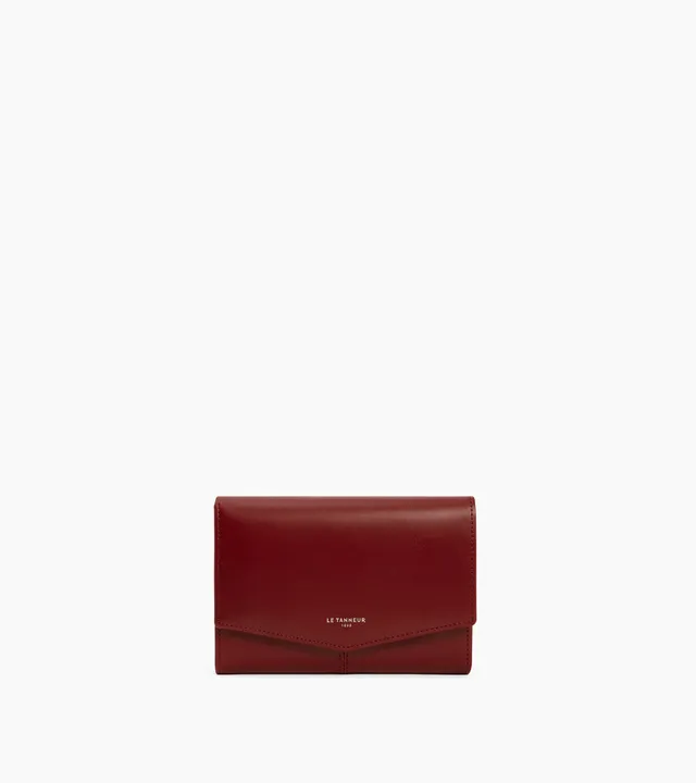 Le Tanneur Charlotte portefeuille cuir lisse Revolution red zippé