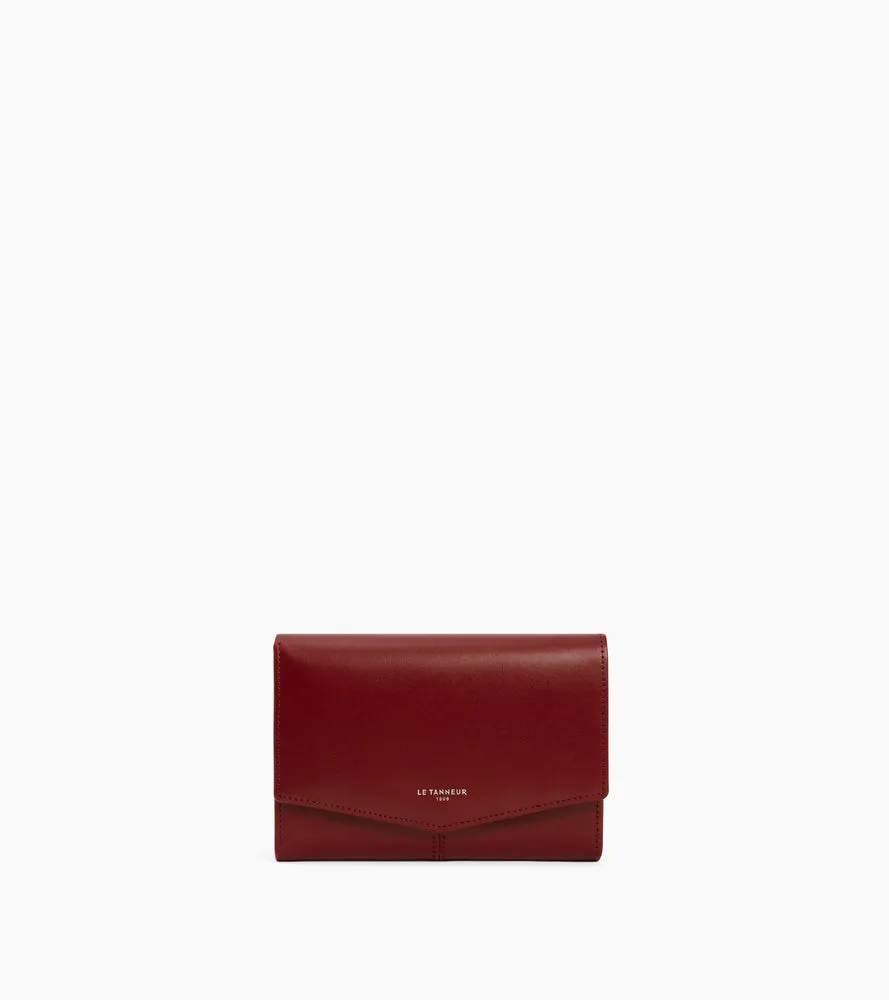 Le Tanneur Charlotte portefeuille cuir lisse Revolution red zippé