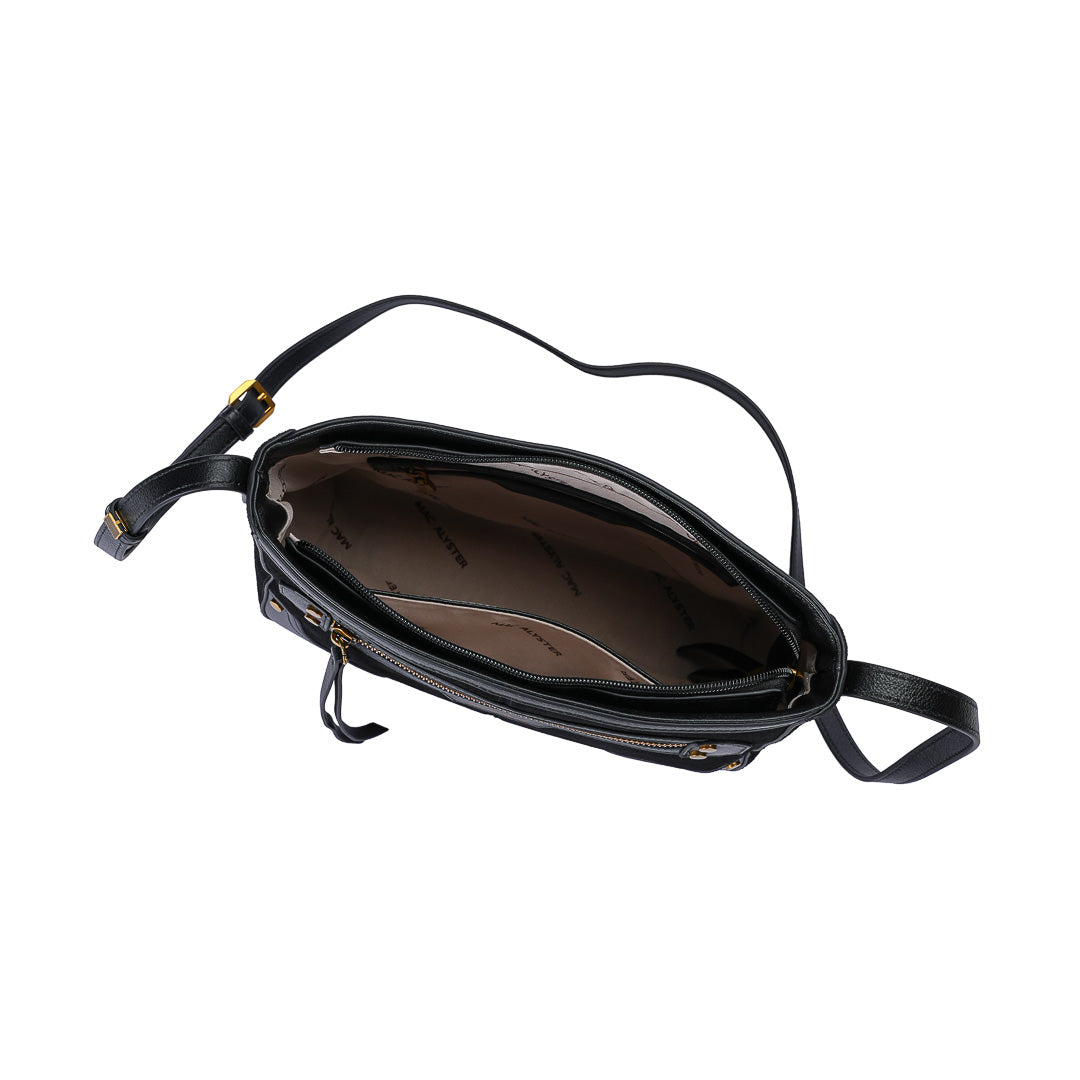 MAC ALYSTER Lanora sac trotteur Daim Noir cuir 28 cm