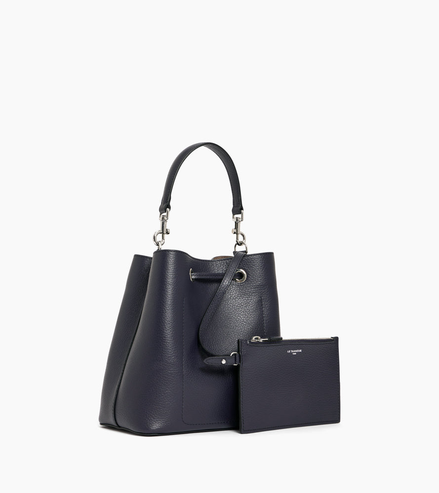 Le Tanneur Louise Sac Seau Cuir Grainé Bleu Nuit