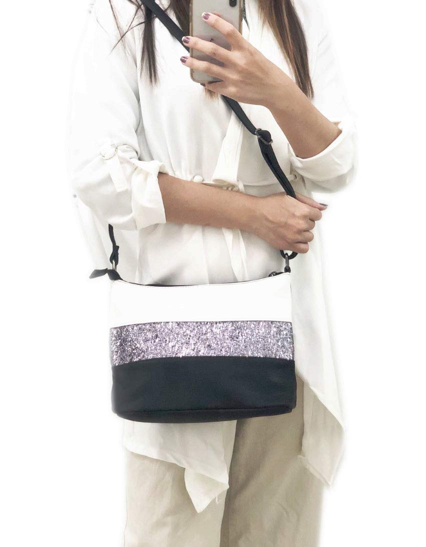 Gallantry sac bandoulière femme paillettes blanc argent bleu soirée