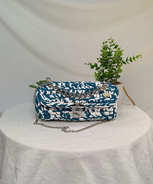 Takiri Jade TK751 sac à main blanc bleu bandoulière