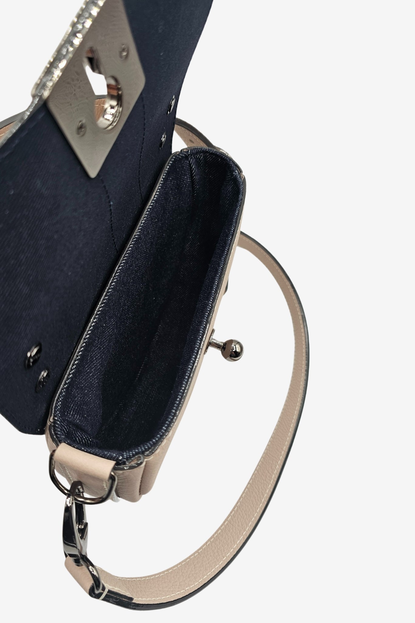 Nodie's Côme sac demi-lune cuir crème galet grainé