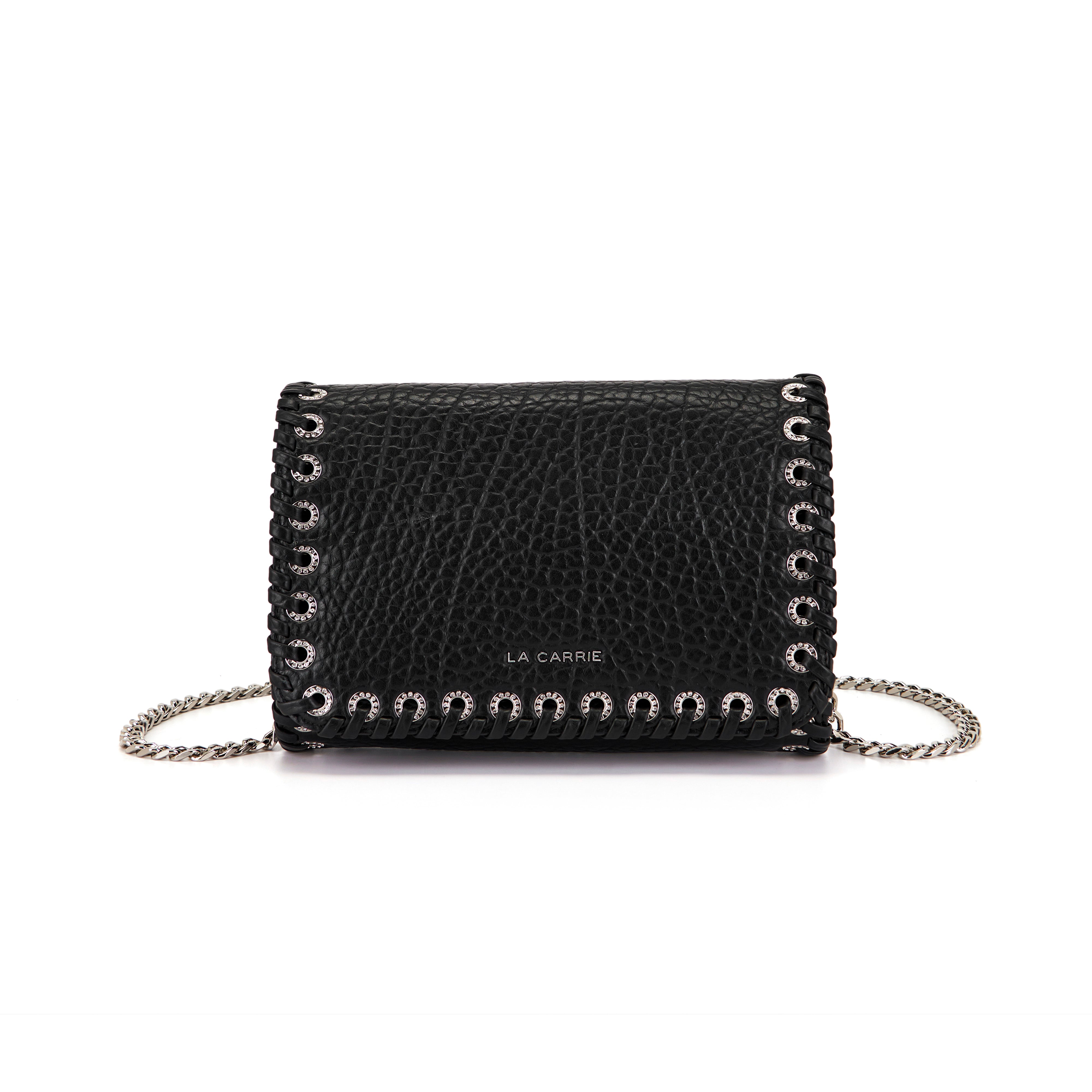 La Carrie Capsule sac bandoulière noir PU œillets
