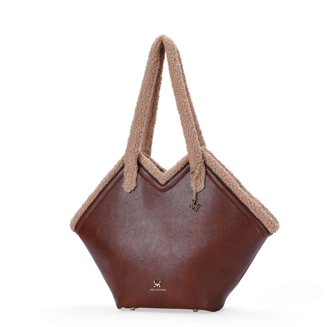 Mac Alyster Saint-Raphaël Polaire sac cabas Marron Chocolat fourrure