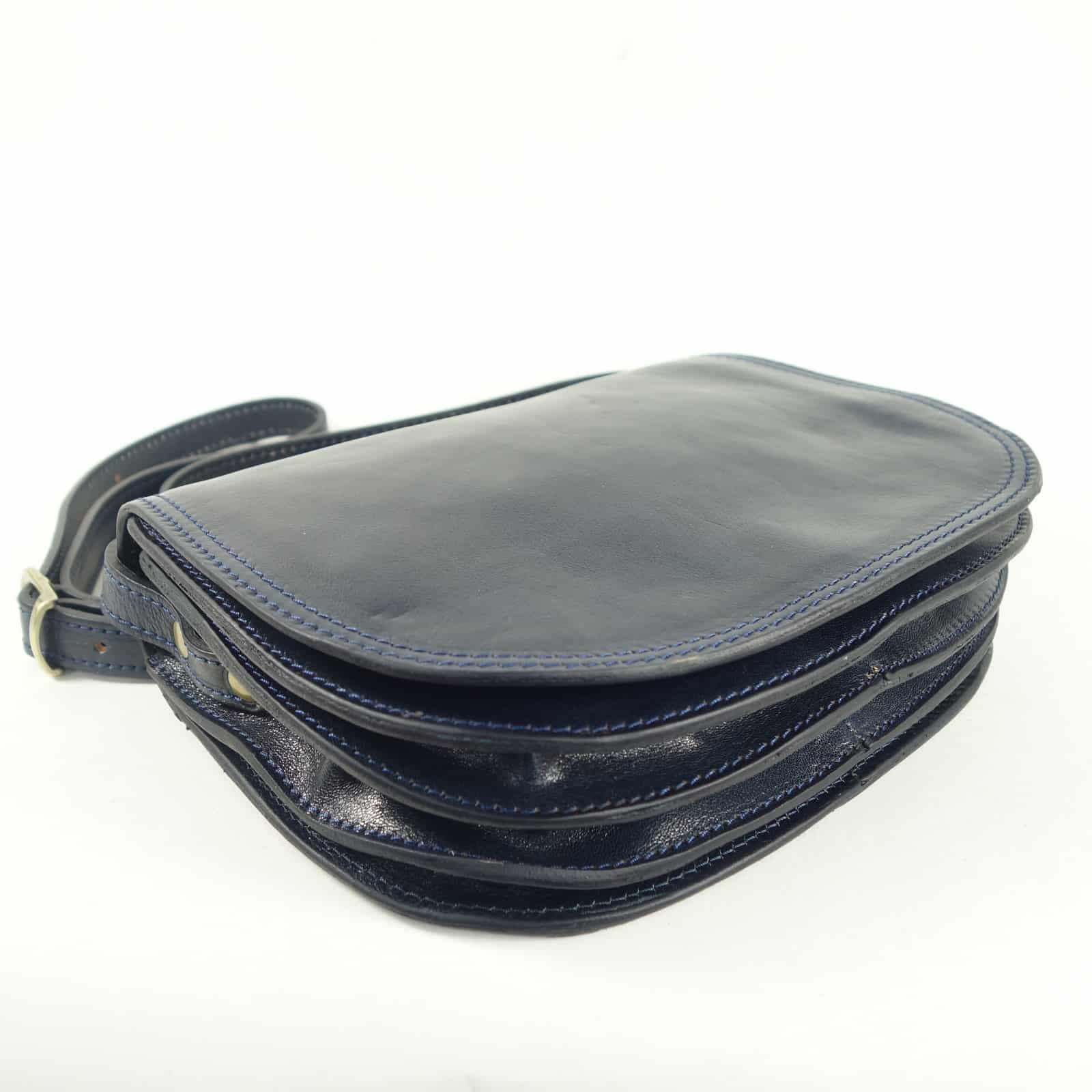 Collection Esprit Cuir Enila petite besace cuir bleu femme